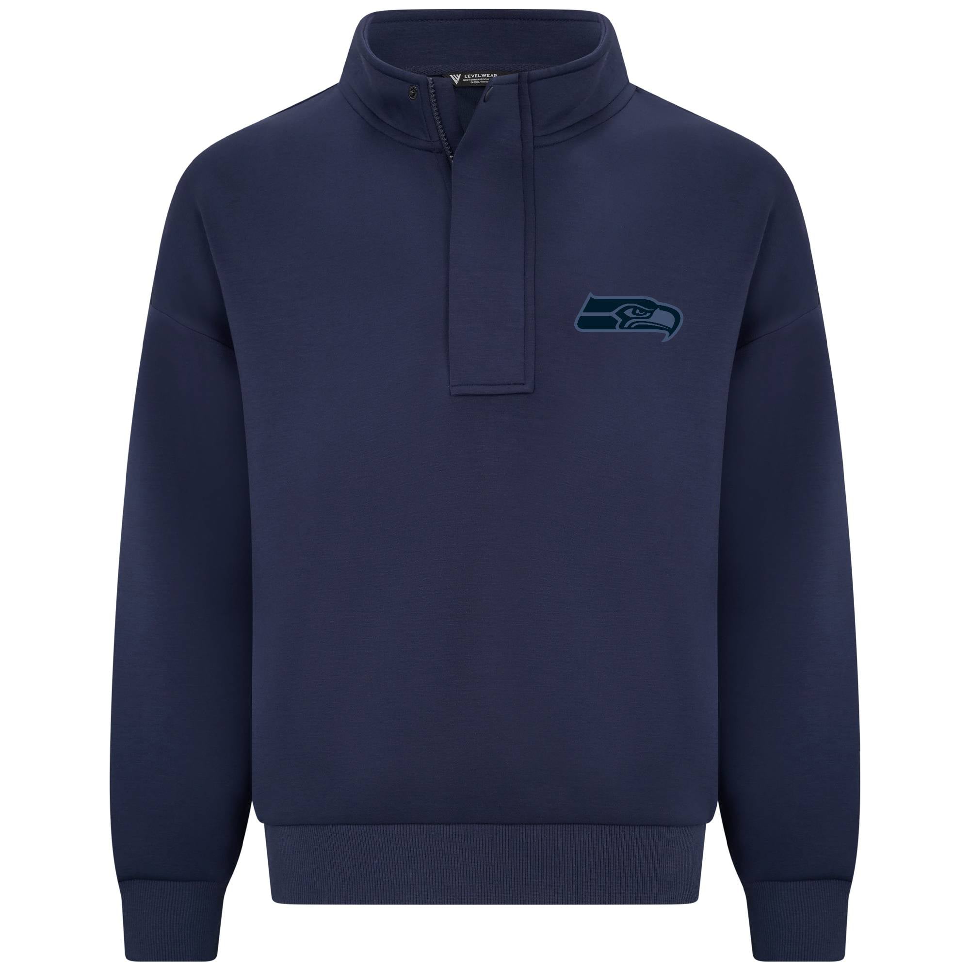 Pull à col zippé Levelwear College Navy Seattle Seahawks Core Logo Luxe Stein pour homme