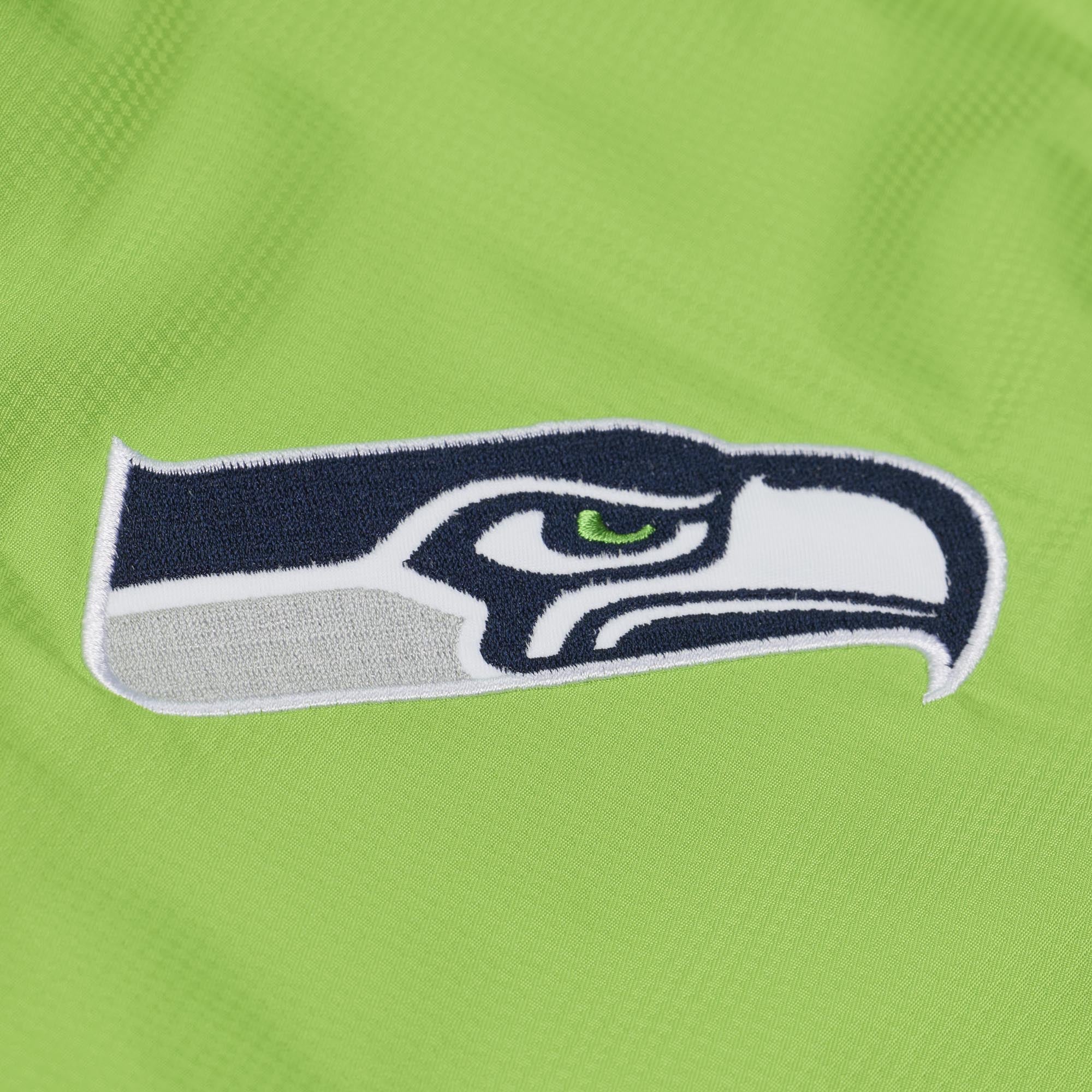 Coupe-vent Mitchell & Ness pour homme, vert fluo/bleu marine, motif à carreaux triples Seattle Seahawks, fermeture éclair au quart