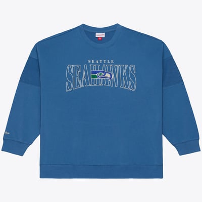  Seattle Seahawks Mitchell & Ness Oversized Heritage Hues Fleece Sweatshirt - Royal