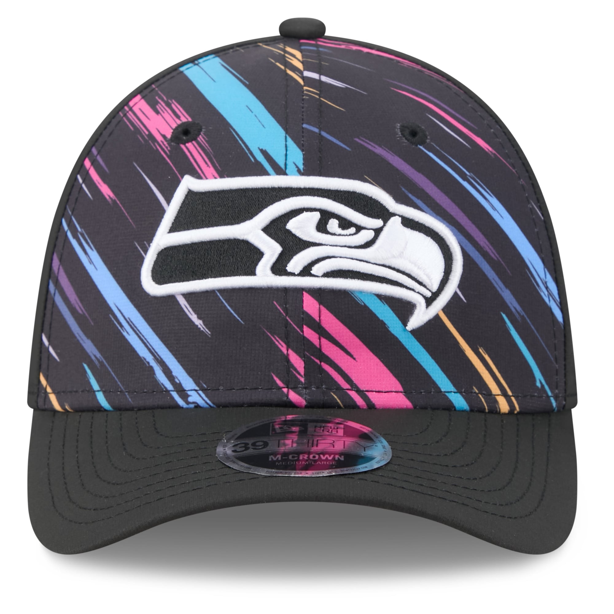 Men's New Era Black Seattle Seahawks 2026 NFL Crucial Catch 39THIRTY M-Crown Stretch Hat