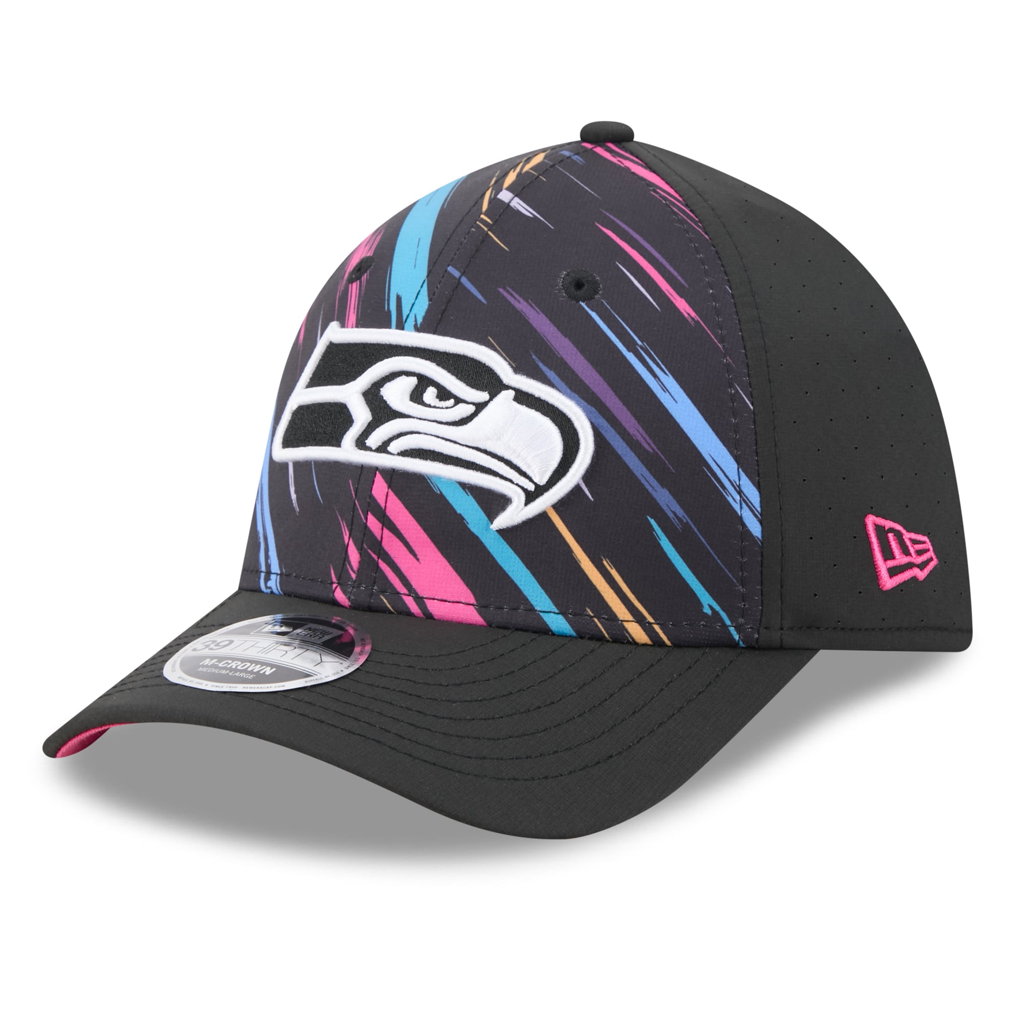 Men's New Era Black Seattle Seahawks 2026 NFL Crucial Catch 39THIRTY M-Crown Stretch Hat
