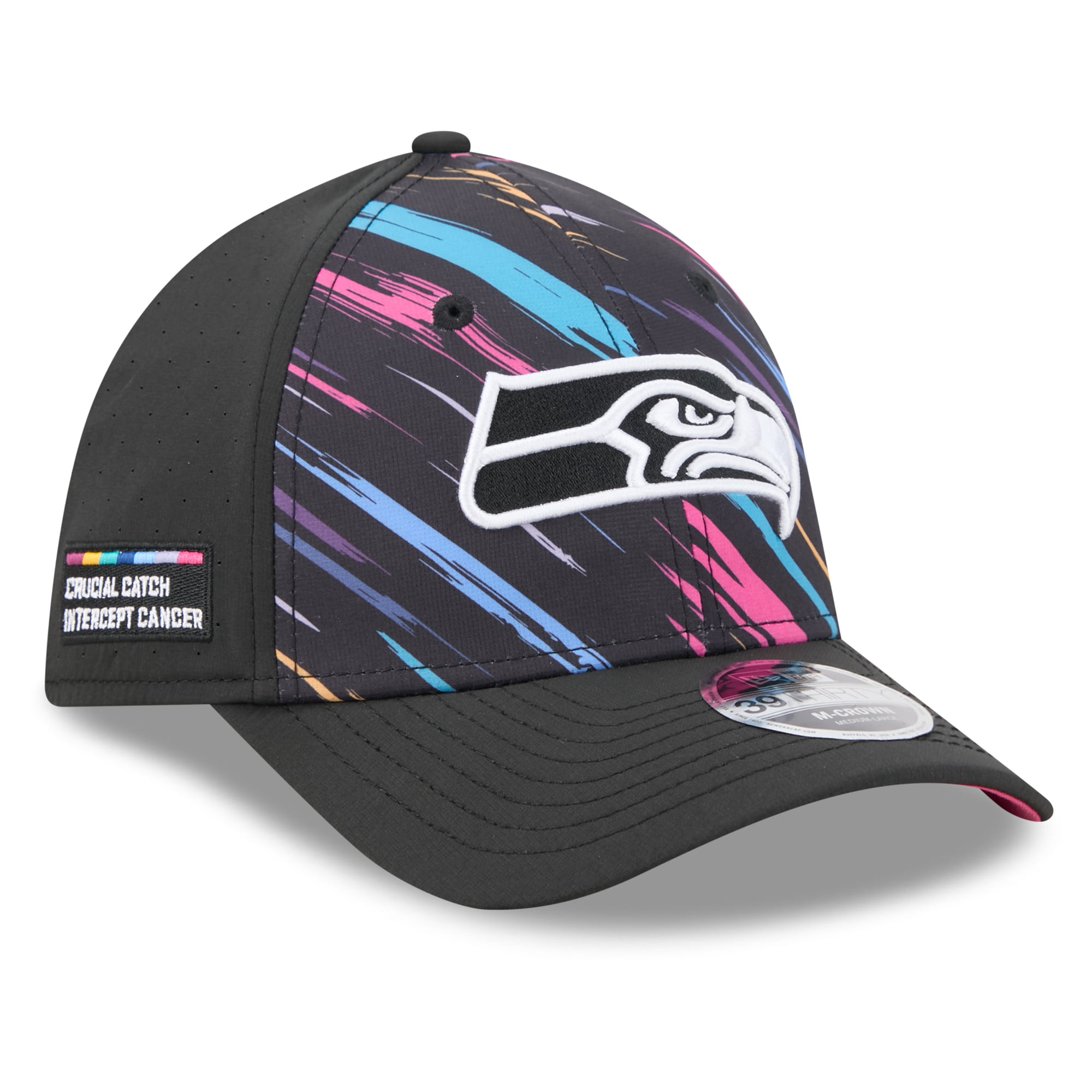 Men's New Era Black Seattle Seahawks 2026 NFL Crucial Catch 39THIRTY M-Crown Stretch Hat