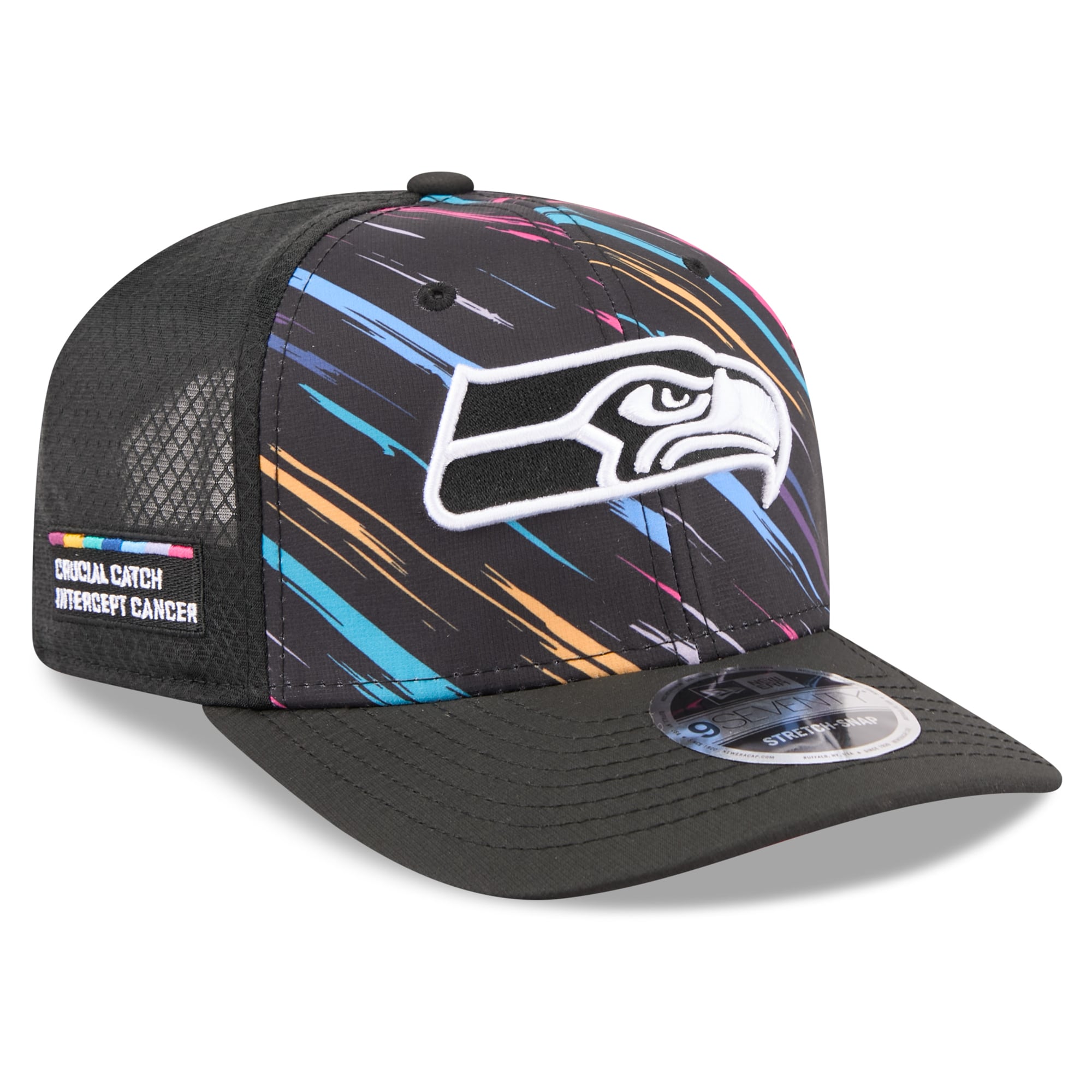 Men's New Era Black Seattle Seahawks 2026 NFL Crucial Catch 9SEVENTY Adjustable Trucker Hat