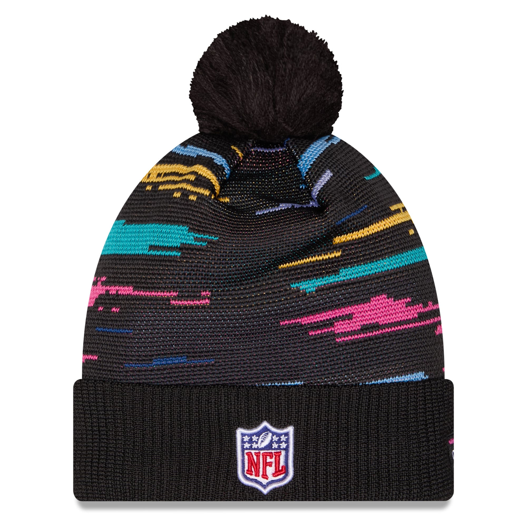 Men's New Era Black Seattle Seahawks 2026 NFL Crucial Catch Cuffed Knit Hat with Pom