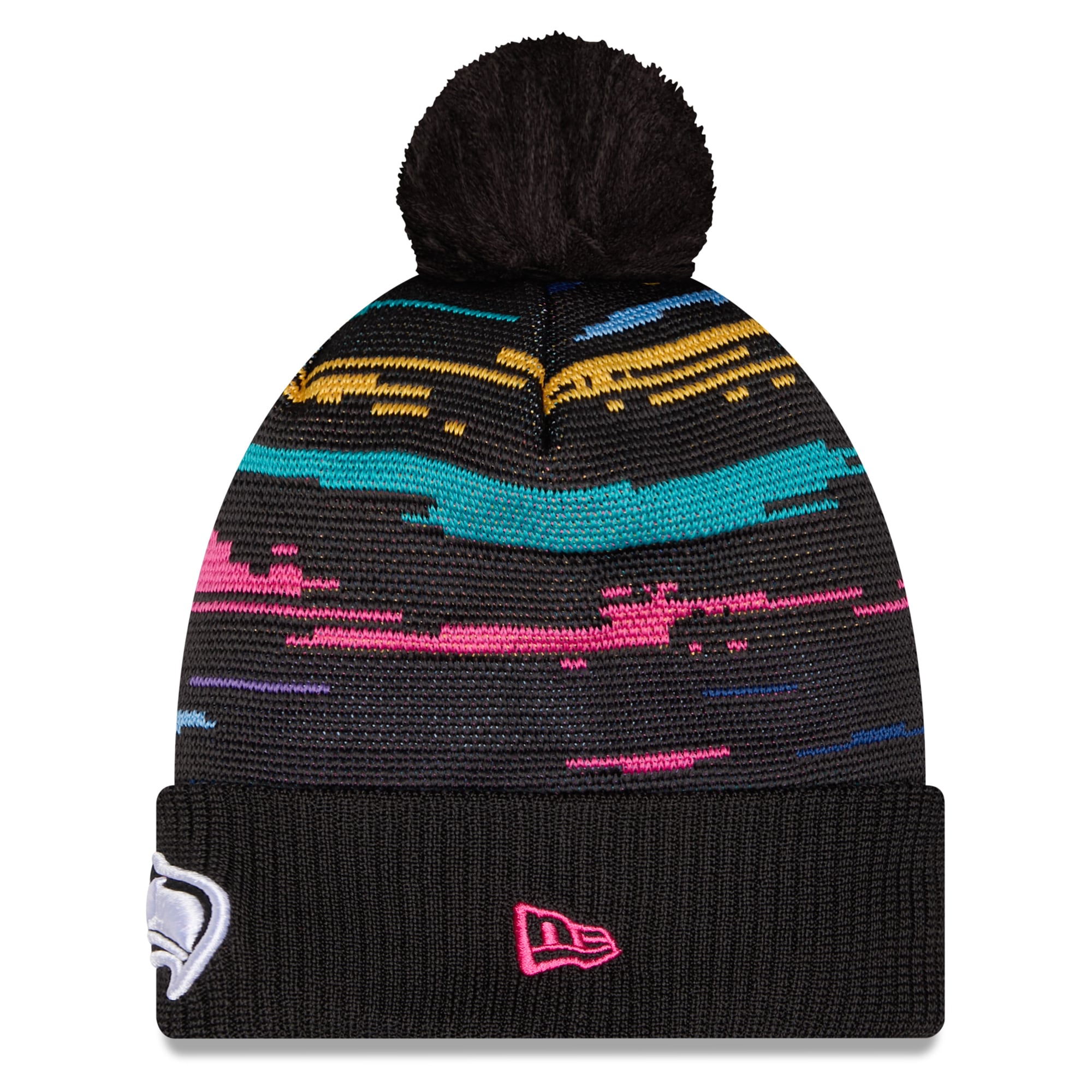 Men's New Era Black Seattle Seahawks 2026 NFL Crucial Catch Cuffed Knit Hat with Pom