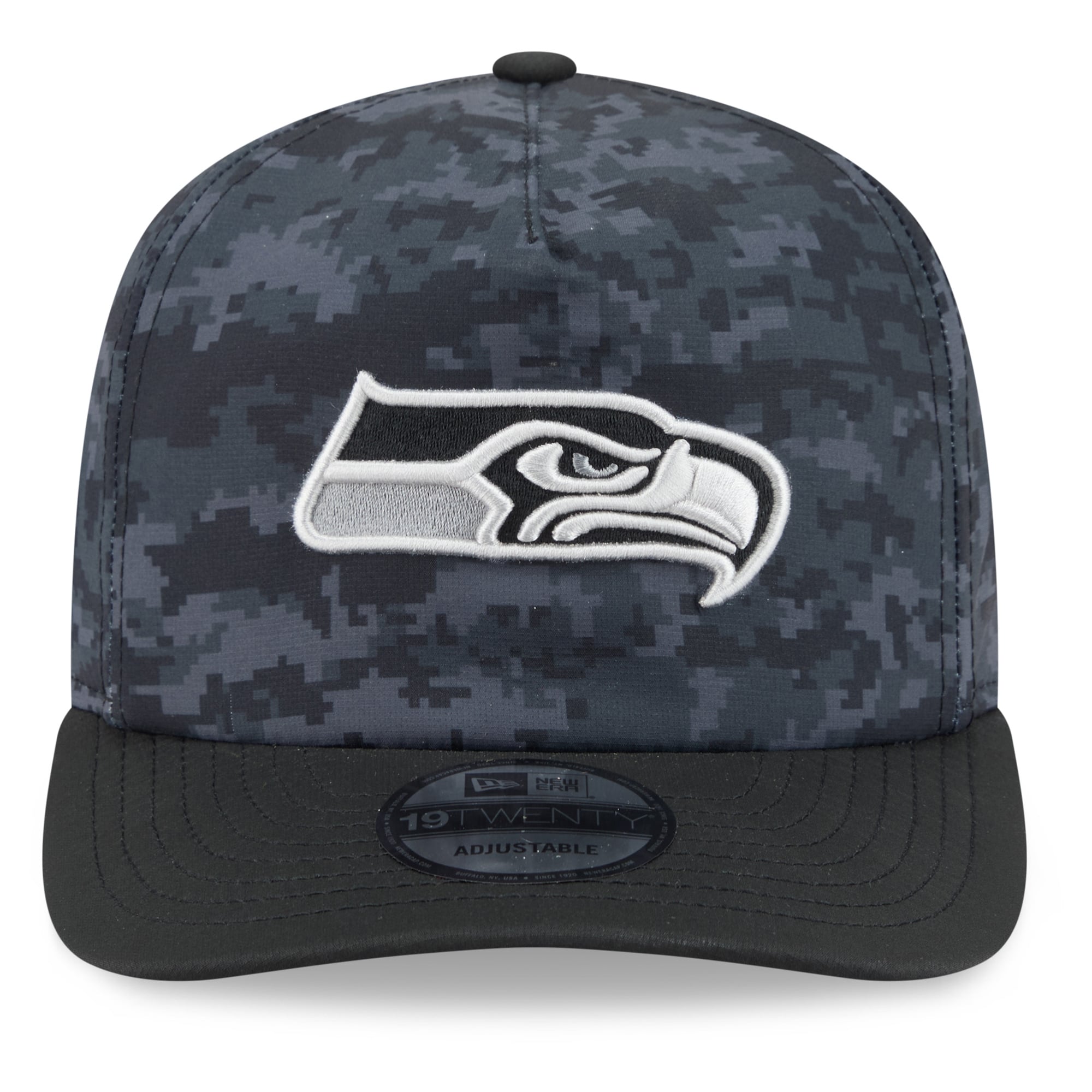 Casquette ajustable New Era noire Seattle Seahawks 2026 Salute To Service 19TWENTY pour homme