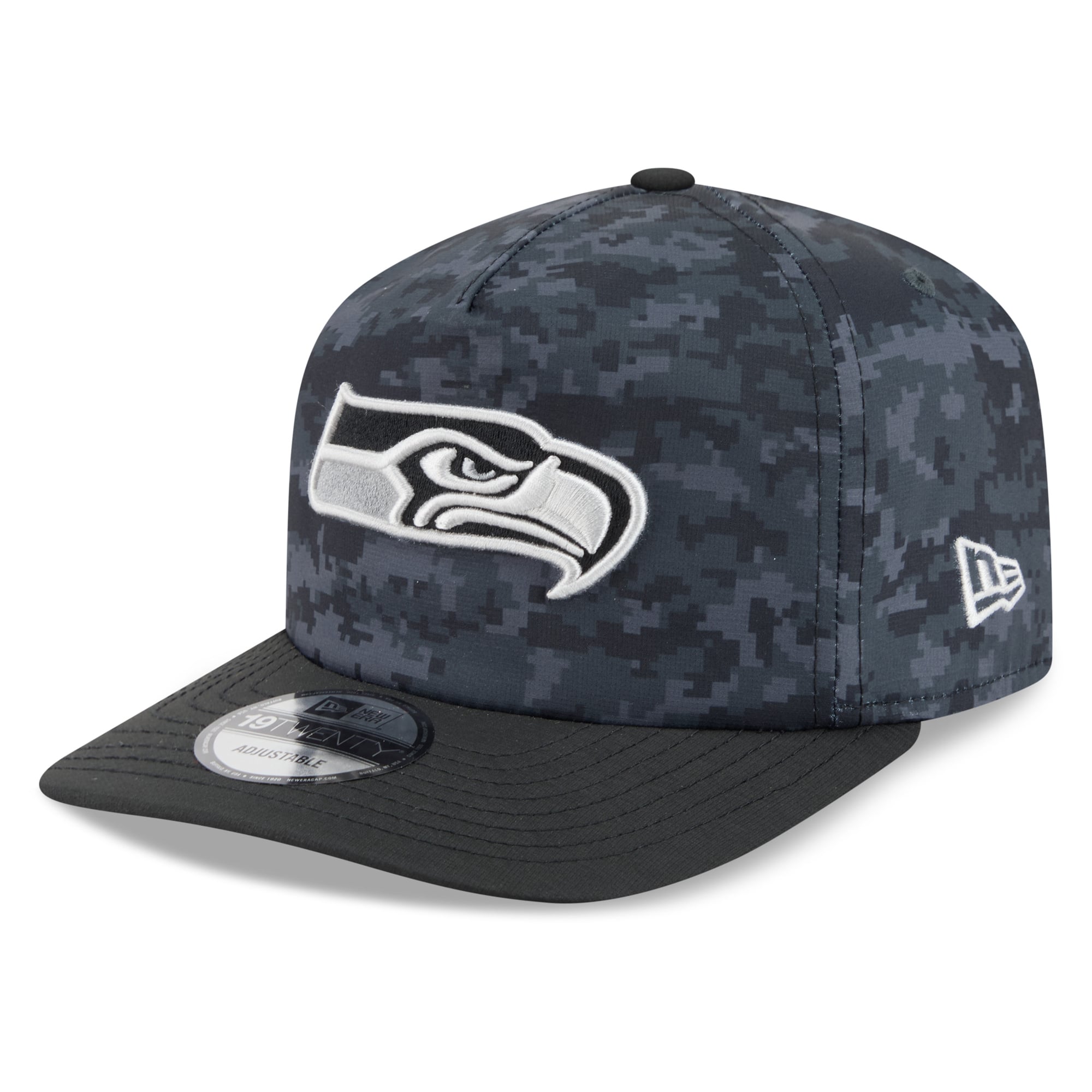 Casquette ajustable New Era noire Seattle Seahawks 2026 Salute To Service 19TWENTY pour homme