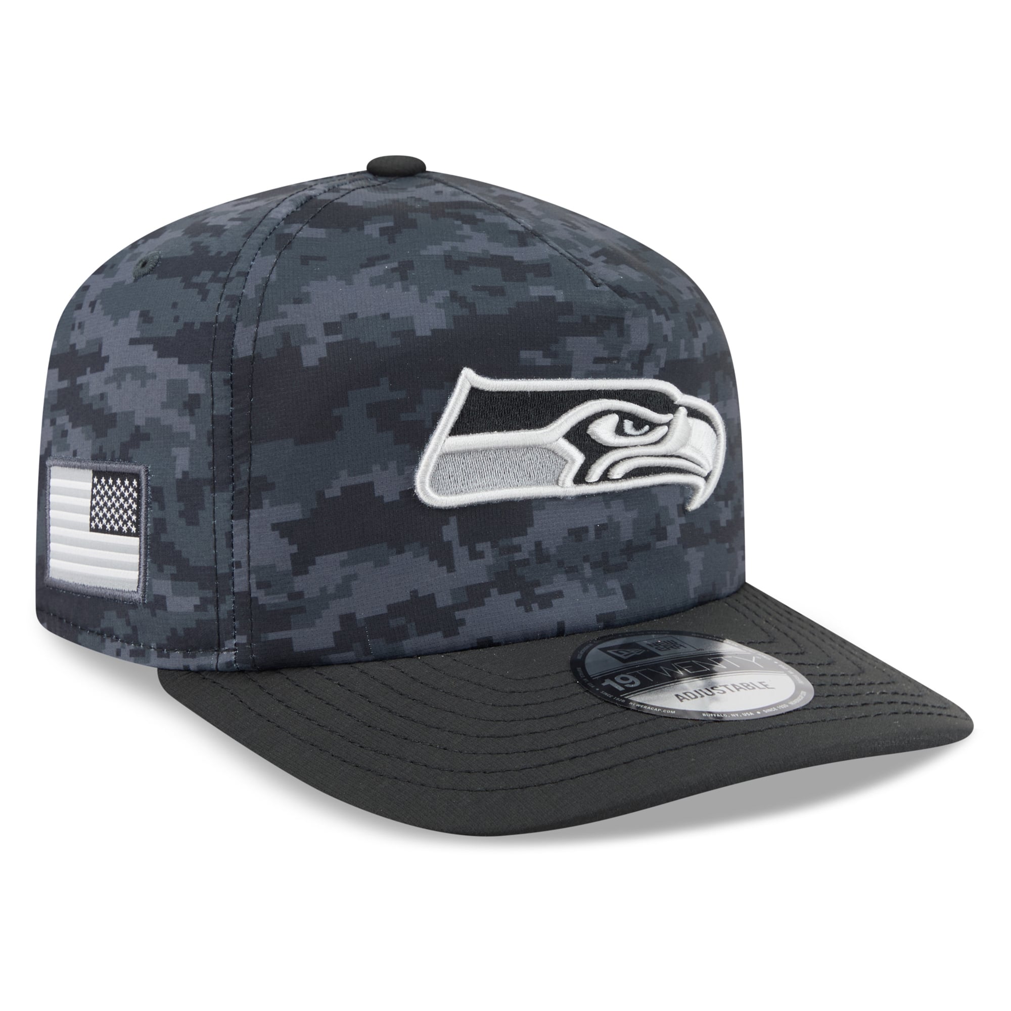 Casquette ajustable New Era noire Seattle Seahawks 2026 Salute To Service 19TWENTY pour homme