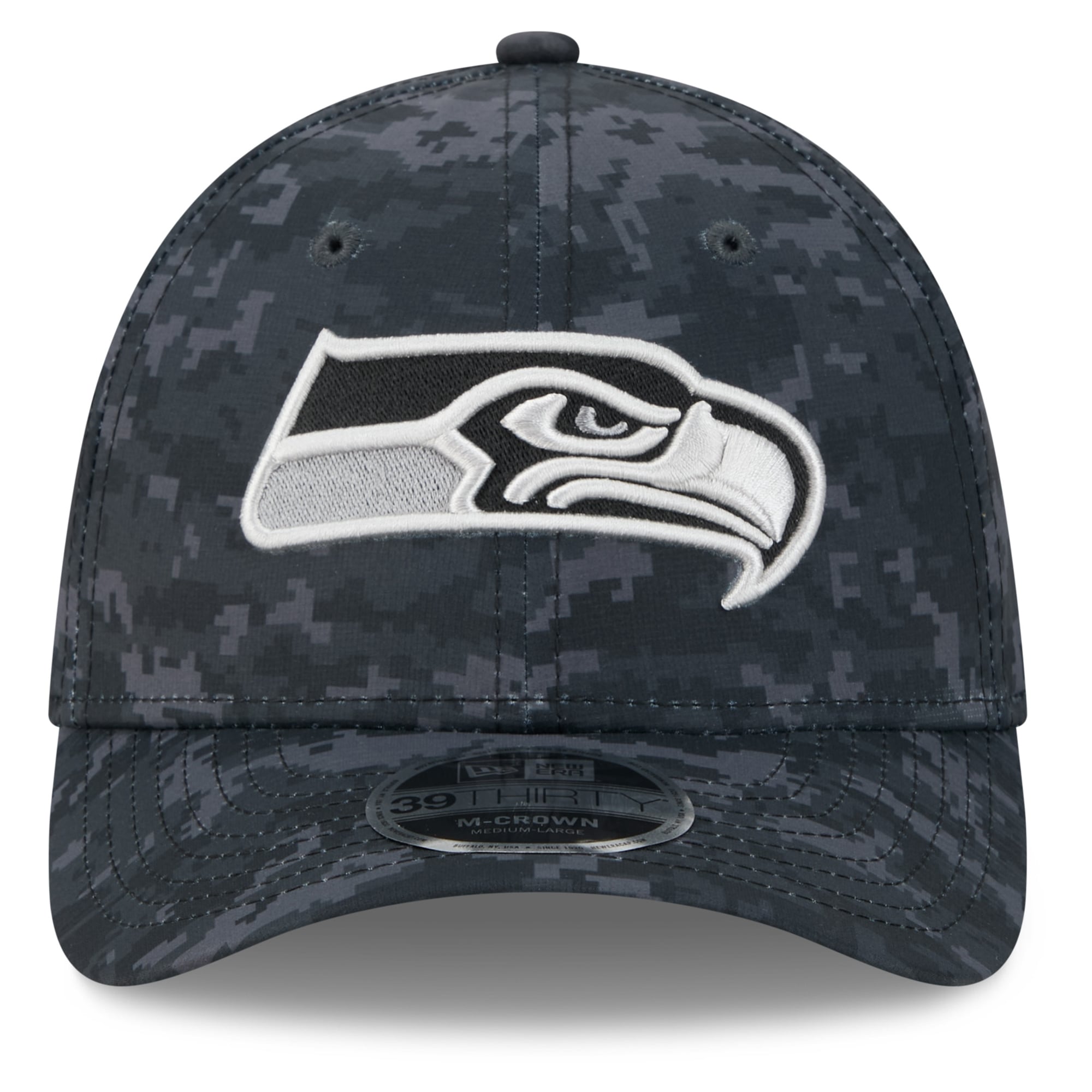 Casquette extensible New Era noire Seattle Seahawks 2026 Salute To Service 39THIRTY M-Crown pour homme