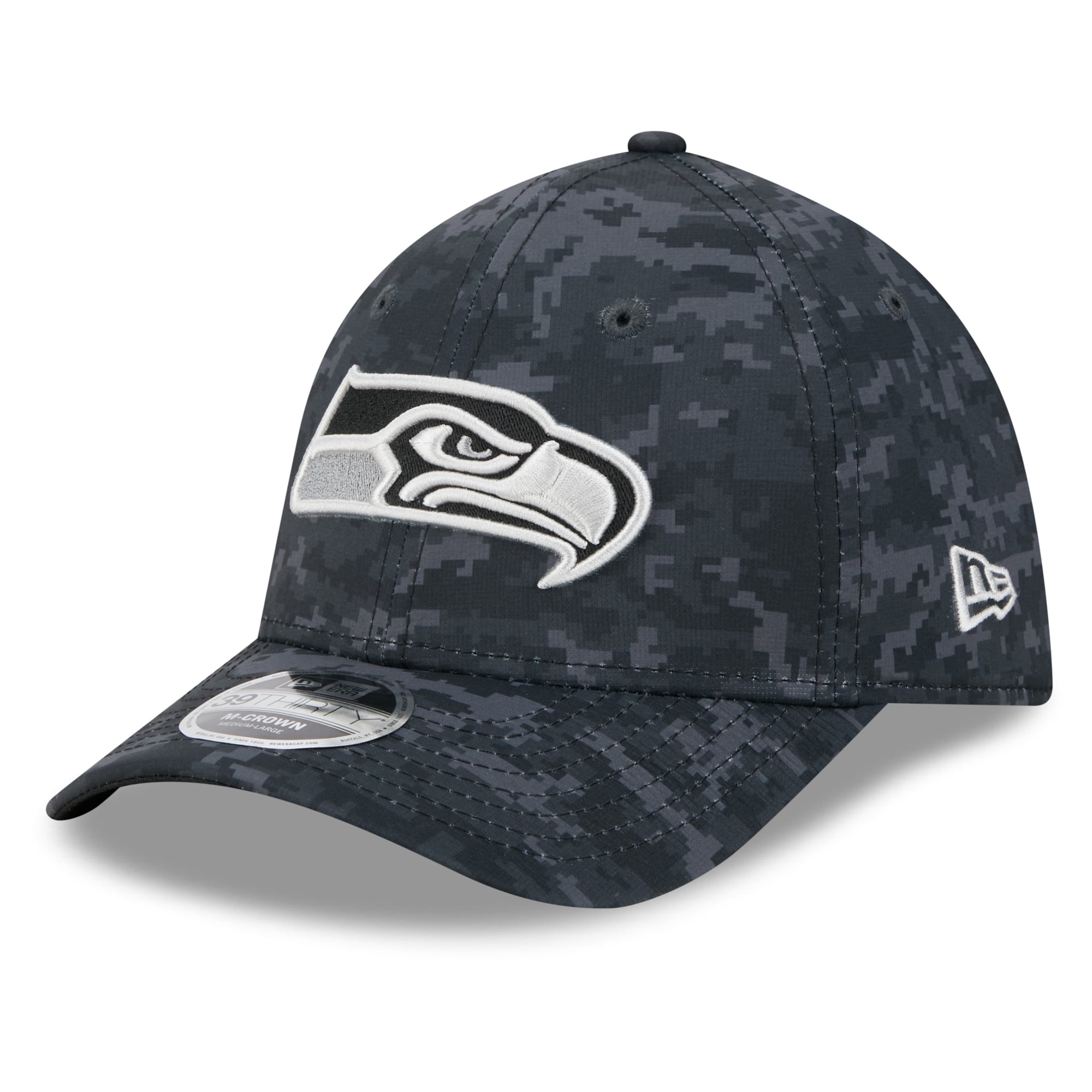 Casquette extensible New Era noire Seattle Seahawks 2026 Salute To Service 39THIRTY M-Crown pour homme
