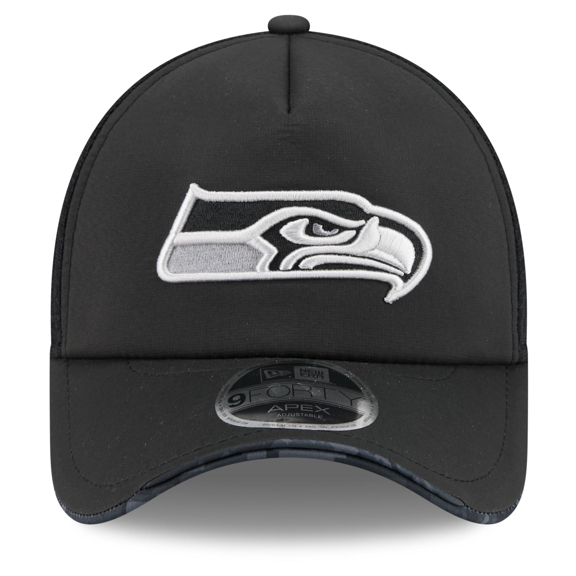 Men's New Era Black Seattle Seahawks 2026 Salute To Service Apex 9FORTY Adjustable Trucker Hat