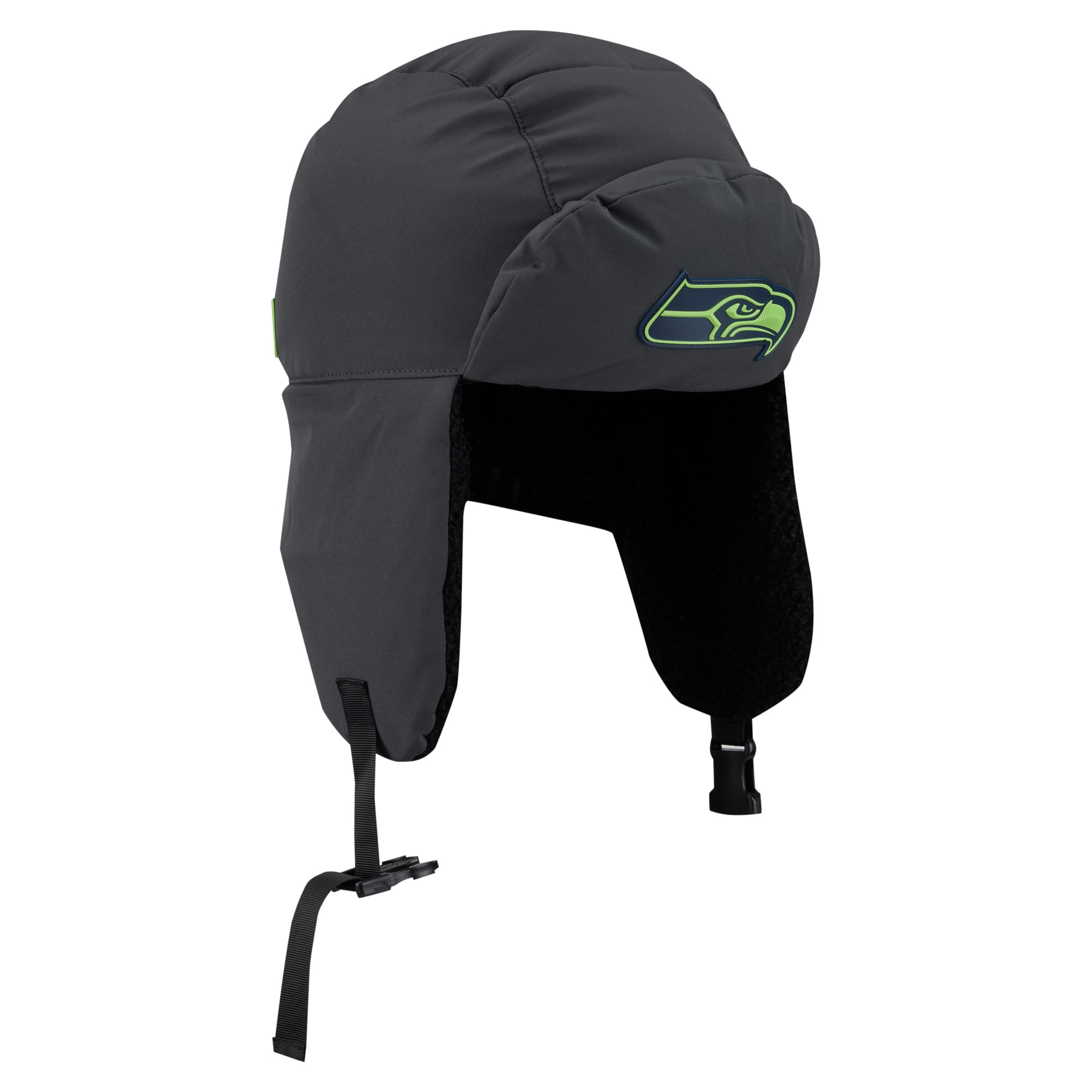 Casquette trappeur New Era noire Seattle Seahawks 2026 pour homme, idéale les temps froids.