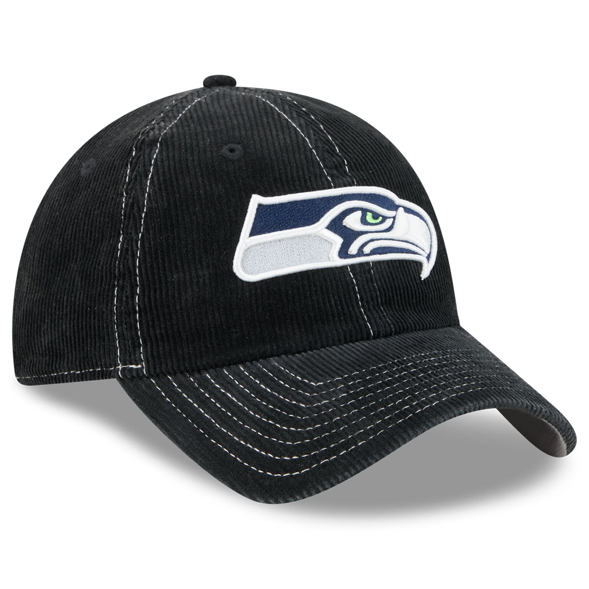 Casquette New Era noire Seattle Seahawks en velours côtelé pour homme, style classique décontracté et ajustable