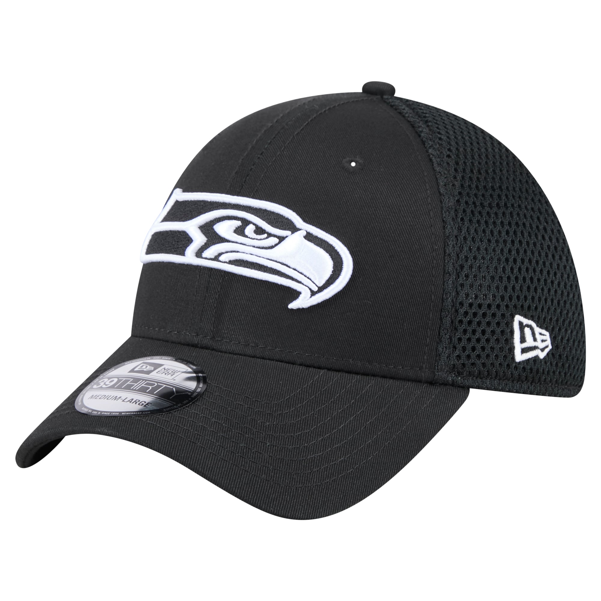 Casquette New Era noire Seattle Seahawks Main Neo 39THIRTY Flex pour homme