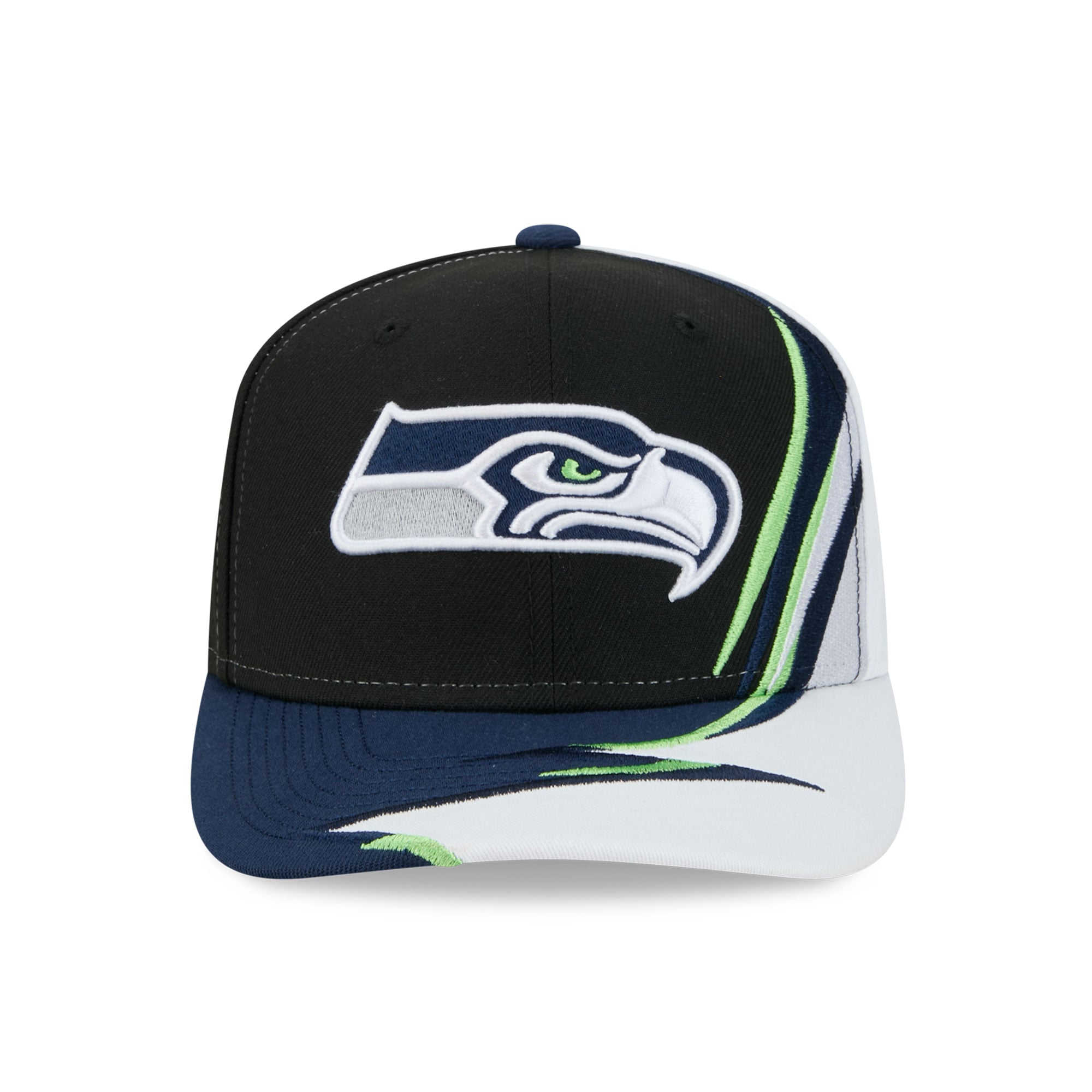 Casquette ajustable New Era noire et blanche pour homme, fan des Seahawks de Seattle, modèle 9SEVENTY