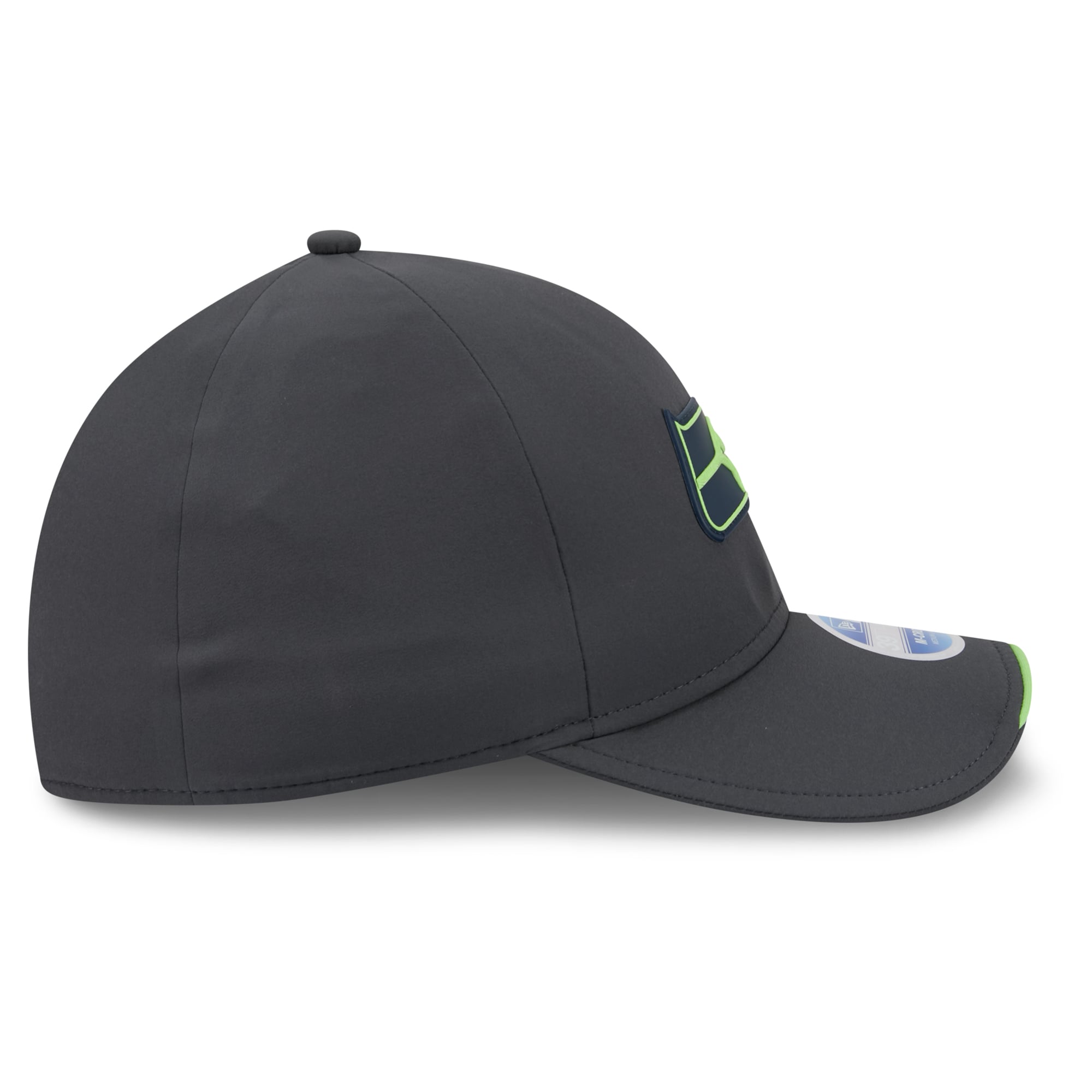 Casquette extensible New Era 39THIRTY M-Crown, couleur anthracite, Seattle Seahawks, édition spéciale 2026, idéale pour les temps froids.