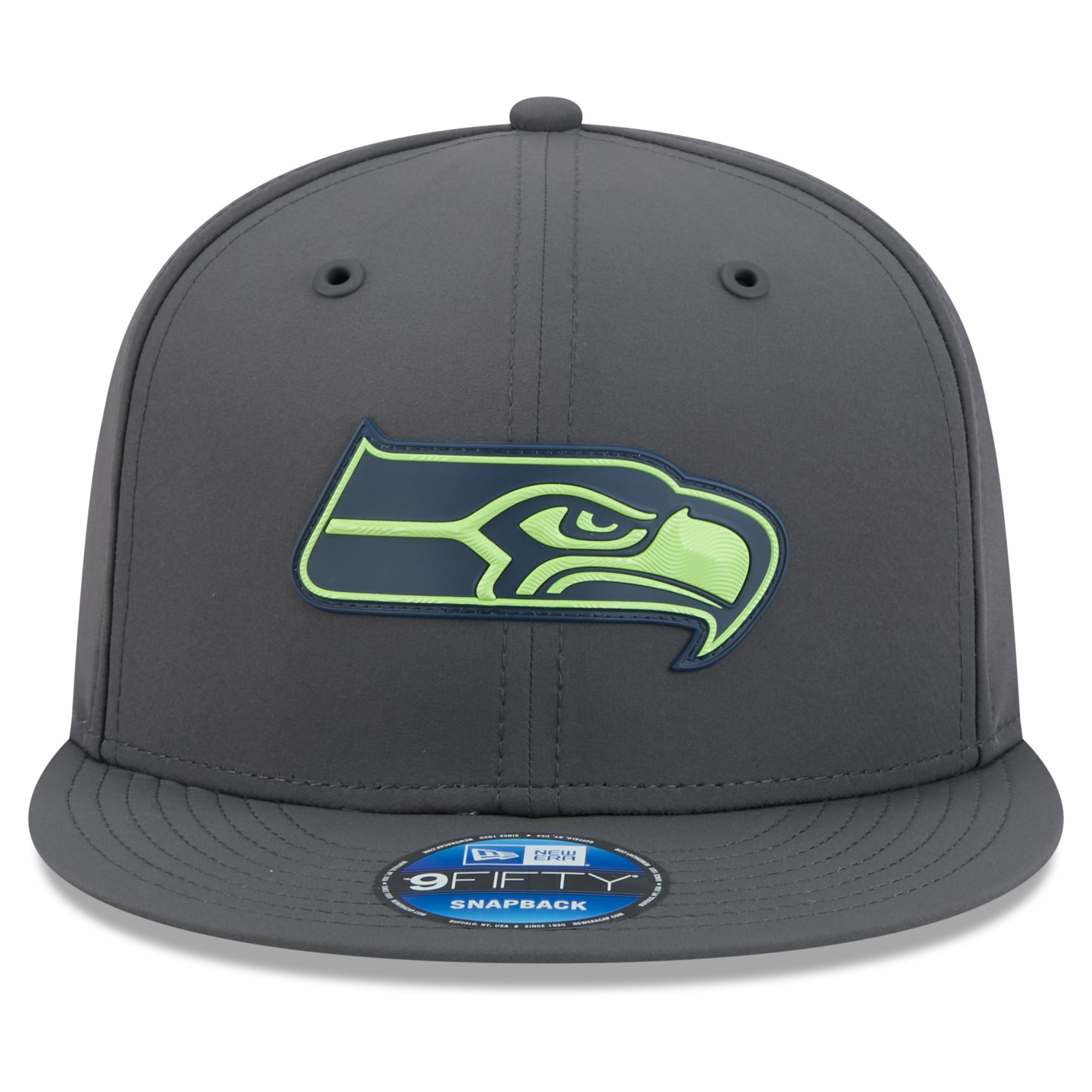 Casquette snapback New Era 9FIFTY pour homme, couleur anthracite, Seattle Seahawks 2026, idéale pour les temps froids.