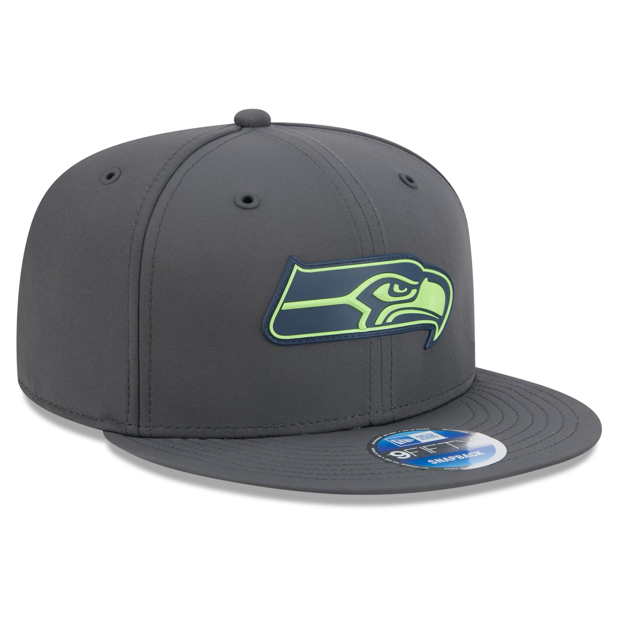 Casquette snapback New Era 9FIFTY pour homme, couleur anthracite, Seattle Seahawks 2026, idéale pour les temps froids.