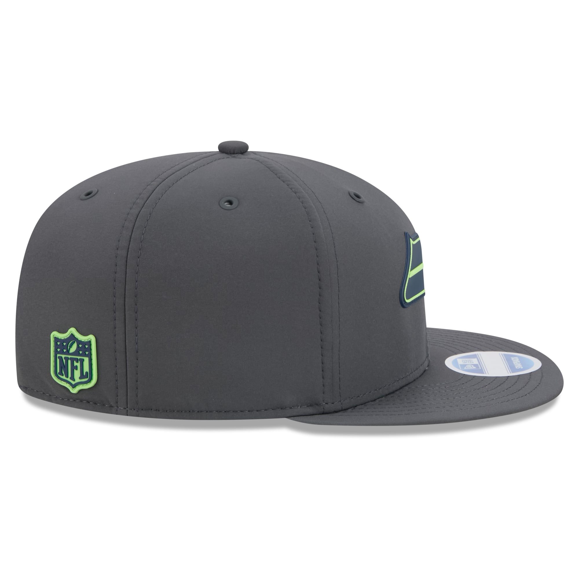 Casquette snapback New Era 9FIFTY pour homme, couleur anthracite, Seattle Seahawks 2026, idéale pour les temps froids.