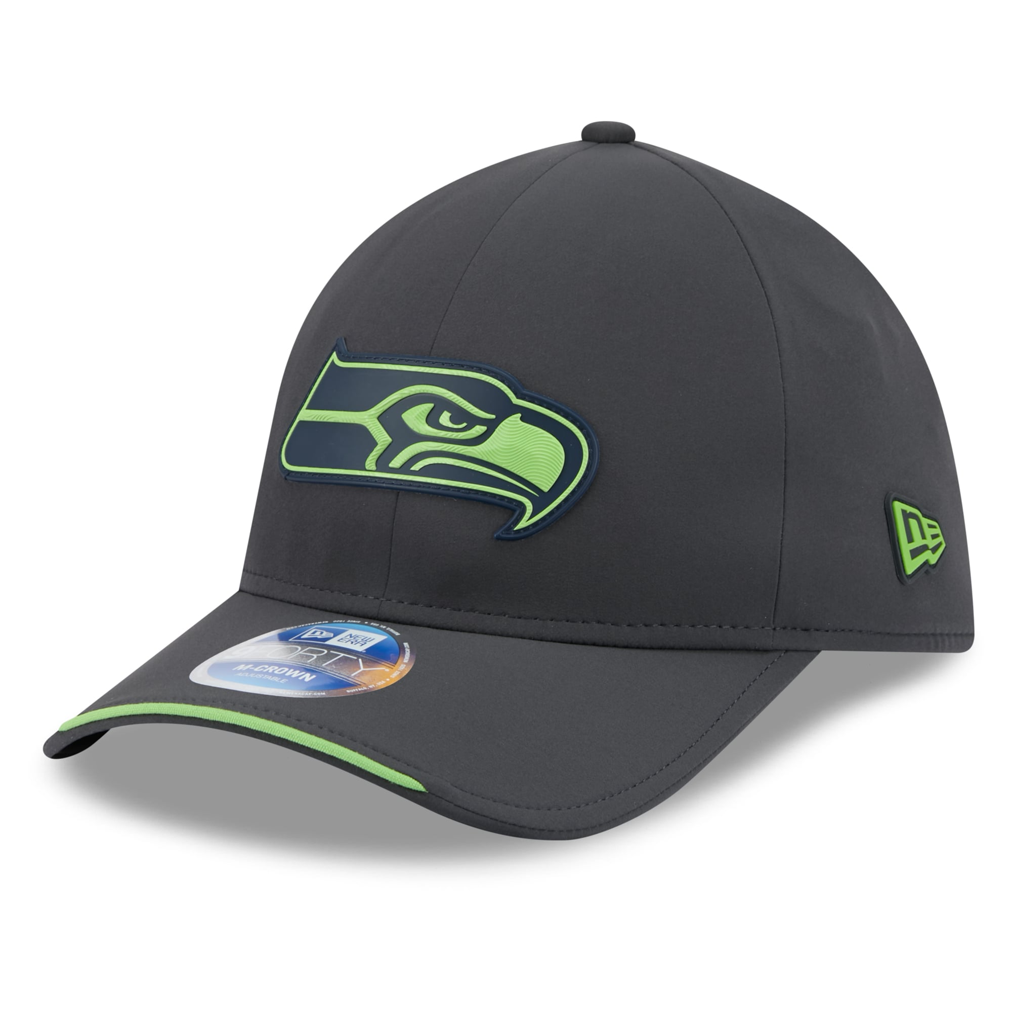 Casquette ajustable New Era 9FORTY M-Crown pour homme, couleur anthracite, Seattle Seahawks 2026, idéale pour les temps froids.