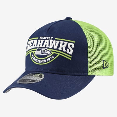 Seattle Seahawks New Era A-Frame 9FORTY Adjustable Hat - College Navy
