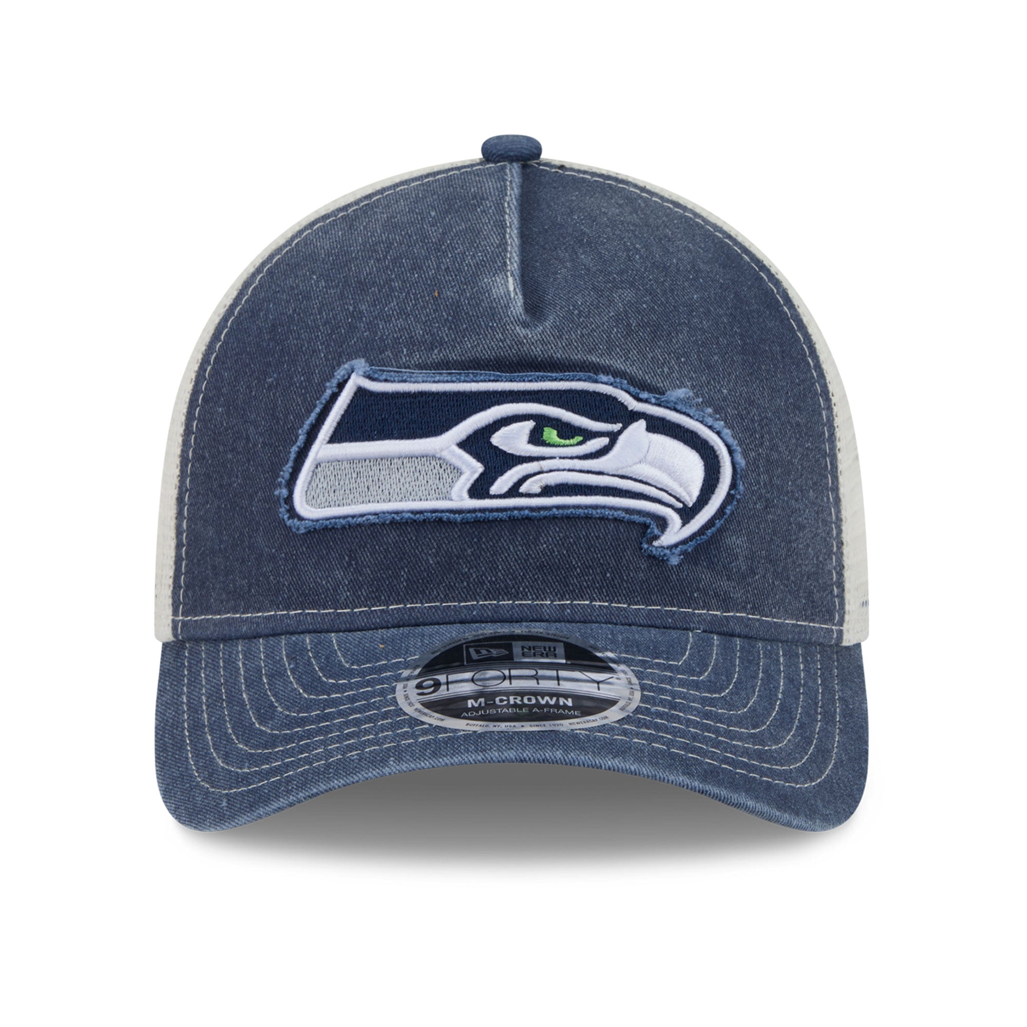 Casquette trucker ajustable New Era College Navy Seattle Seahawks 9FORTY pour homme