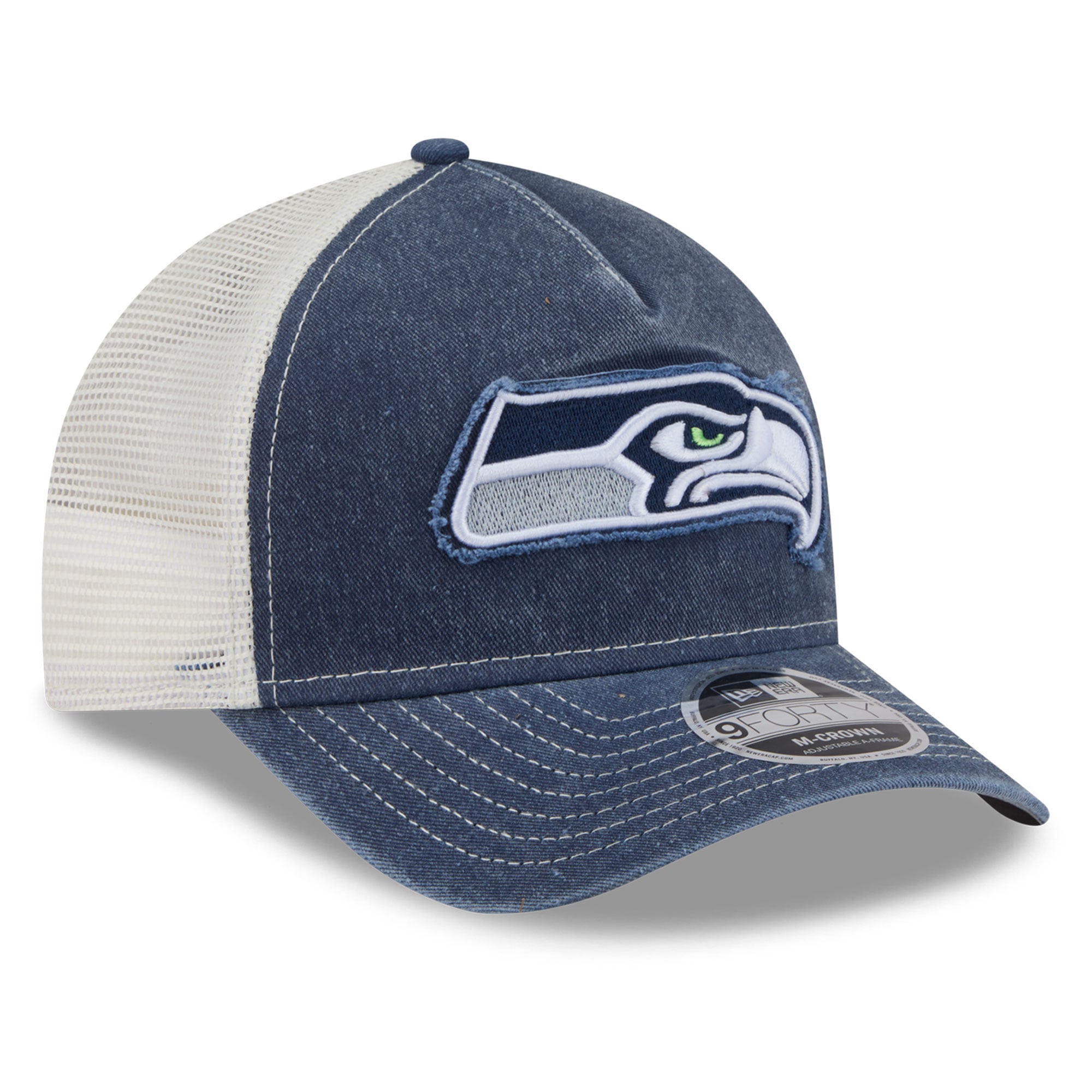 Casquette trucker ajustable New Era College Navy Seattle Seahawks 9FORTY pour homme