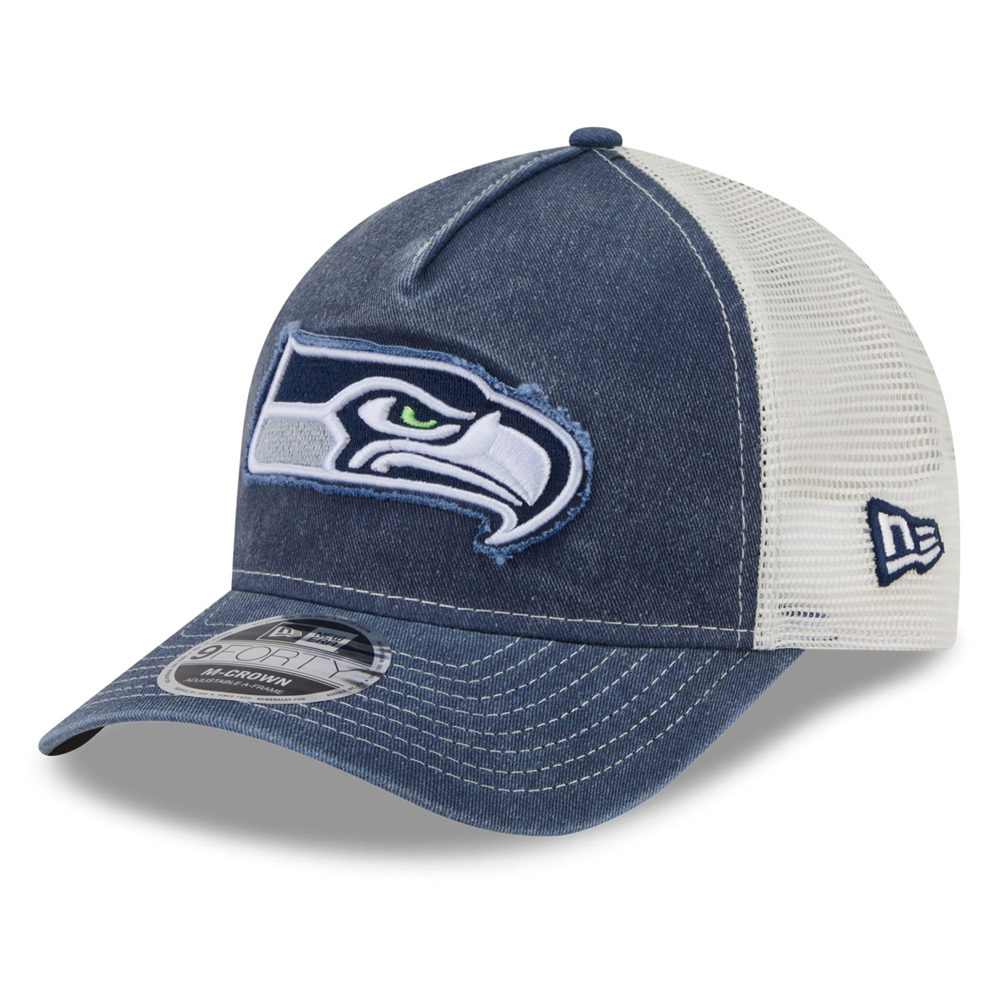 Casquette trucker ajustable New Era College Navy Seattle Seahawks 9FORTY pour homme