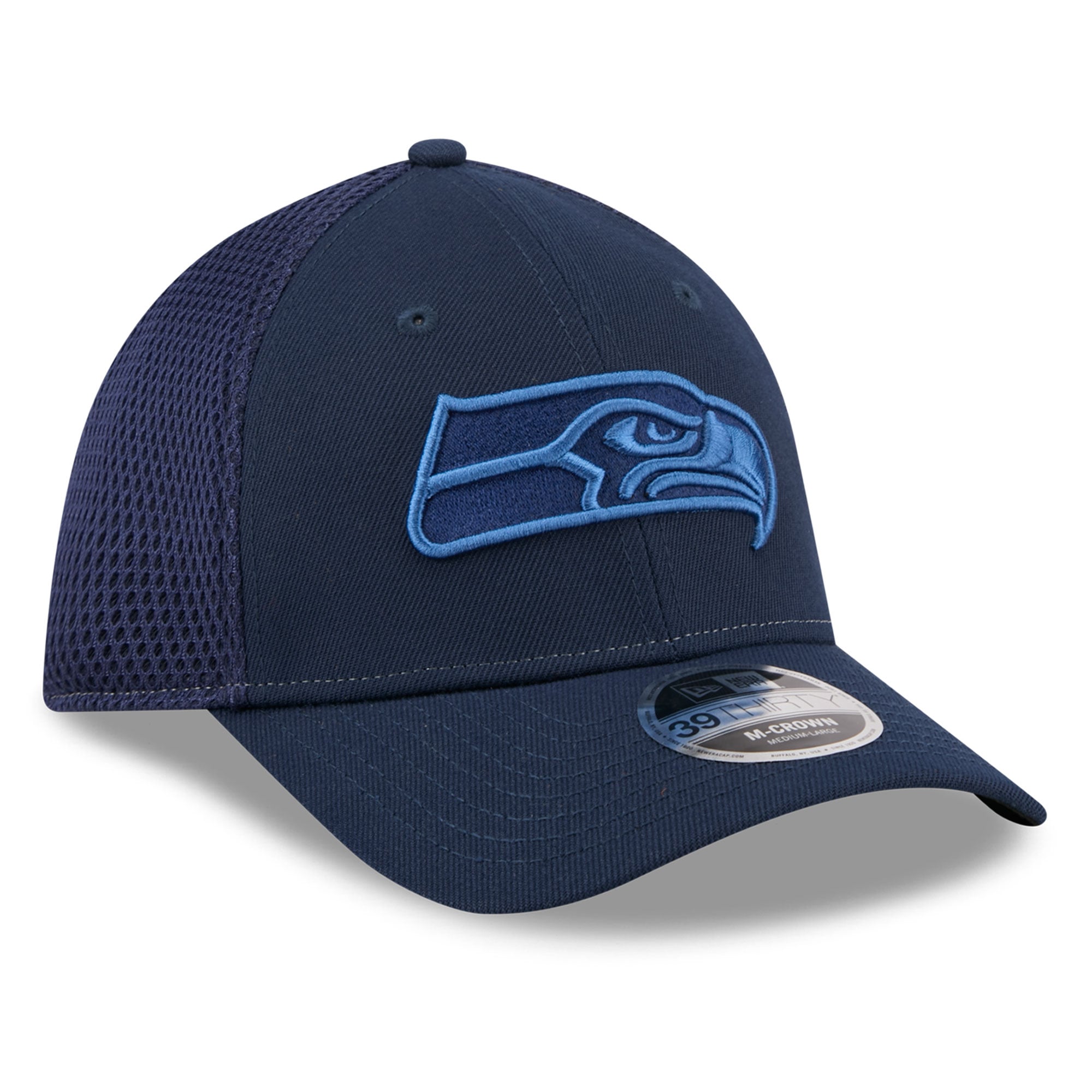 Casquette extensible New Era College Navy Seattle Seahawks Neo Mesh 39THIRTY M-Crown pour homme