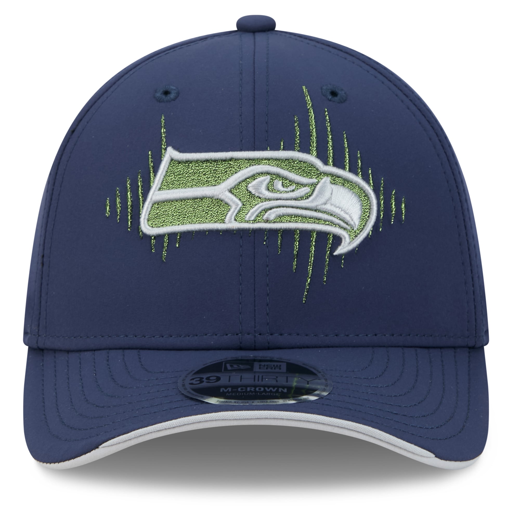 Men's New Era College Navy Seattle Seahawks Rivalries Collection 39THIRTY M-Crown Stretch Hat