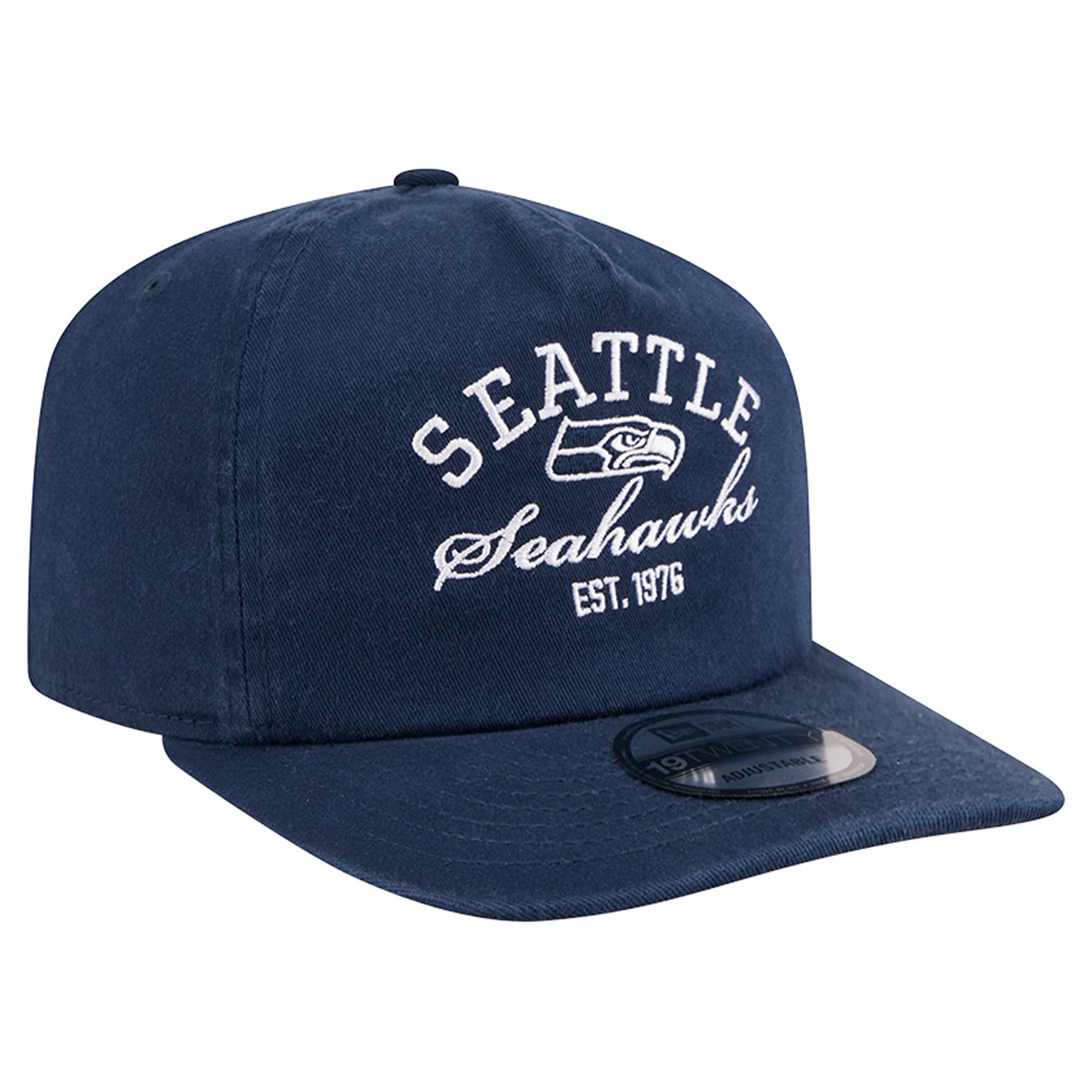 Men's New Era College Navy Seattle Seahawks Stacked 19TWENTY Adjustable Hat