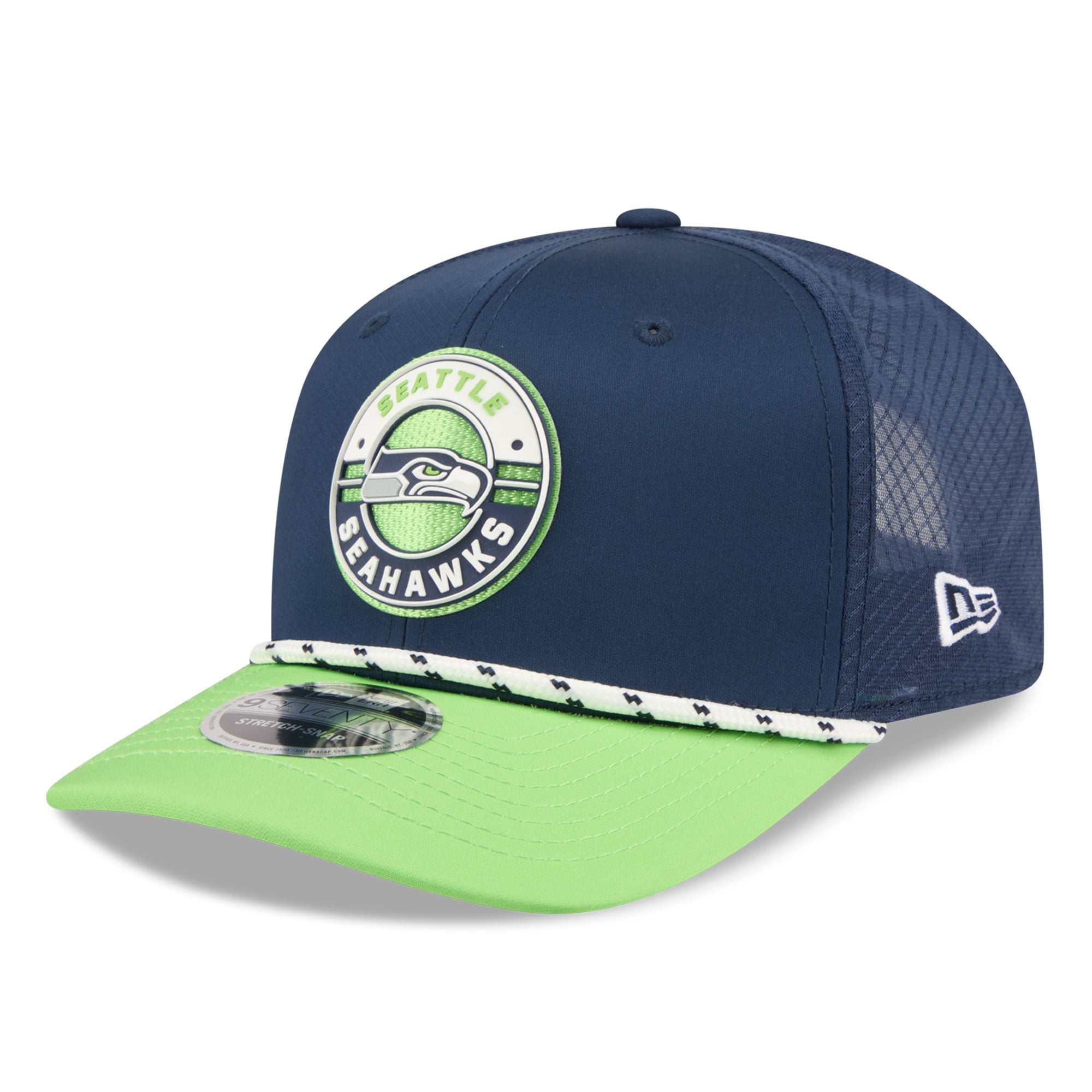 Casquette ajustable New Era College bleu marine/vert fluo Seattle Seahawks Game 9SEVENTY pour homme