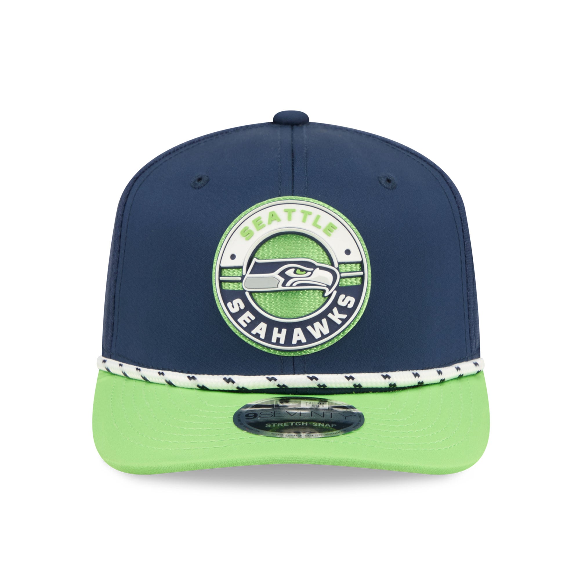 Casquette ajustable New Era College bleu marine/vert fluo Seattle Seahawks Game 9SEVENTY pour homme