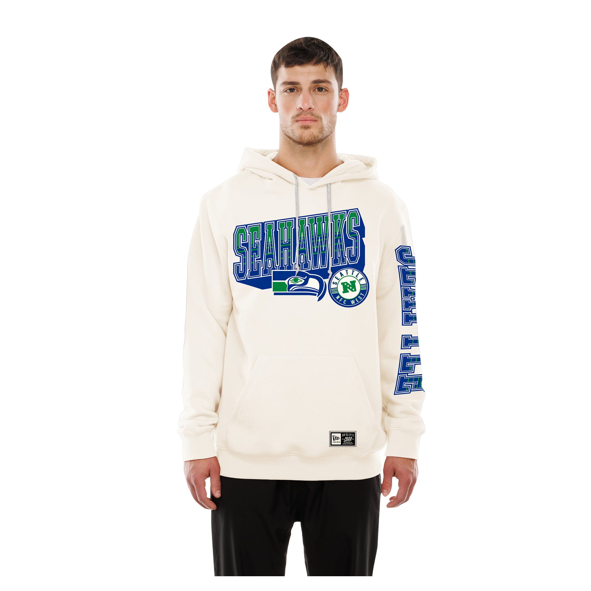 Sweat à capuche New Era crème Seattle Seahawks Dune Dust pour homme