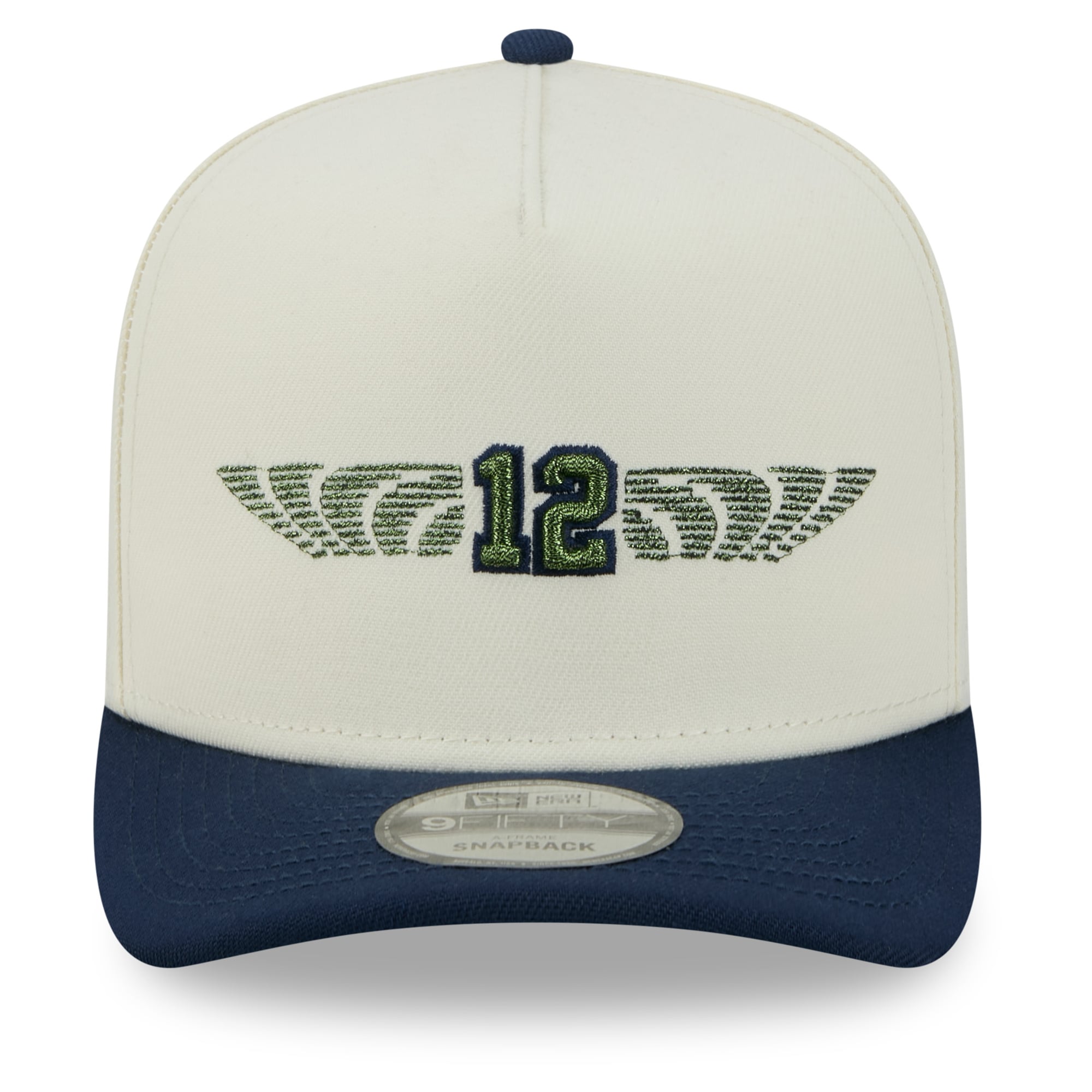Men's New Era Cream Seattle Seahawks Rivalries Collection Fan Pack A-Frame 9FIFTY Snapback Hat