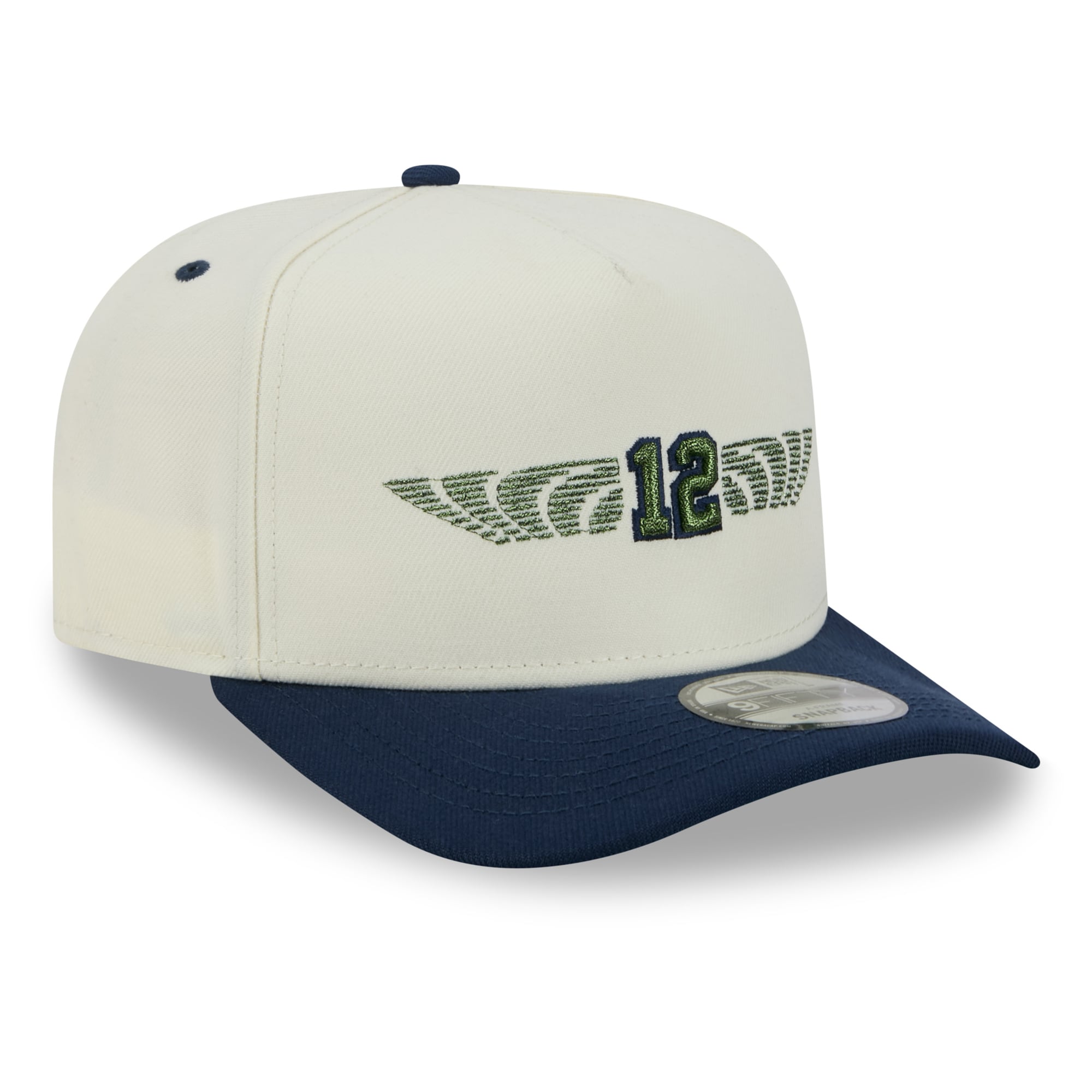 Men's New Era Cream Seattle Seahawks Rivalries Collection Fan Pack A-Frame 9FIFTY Snapback Hat