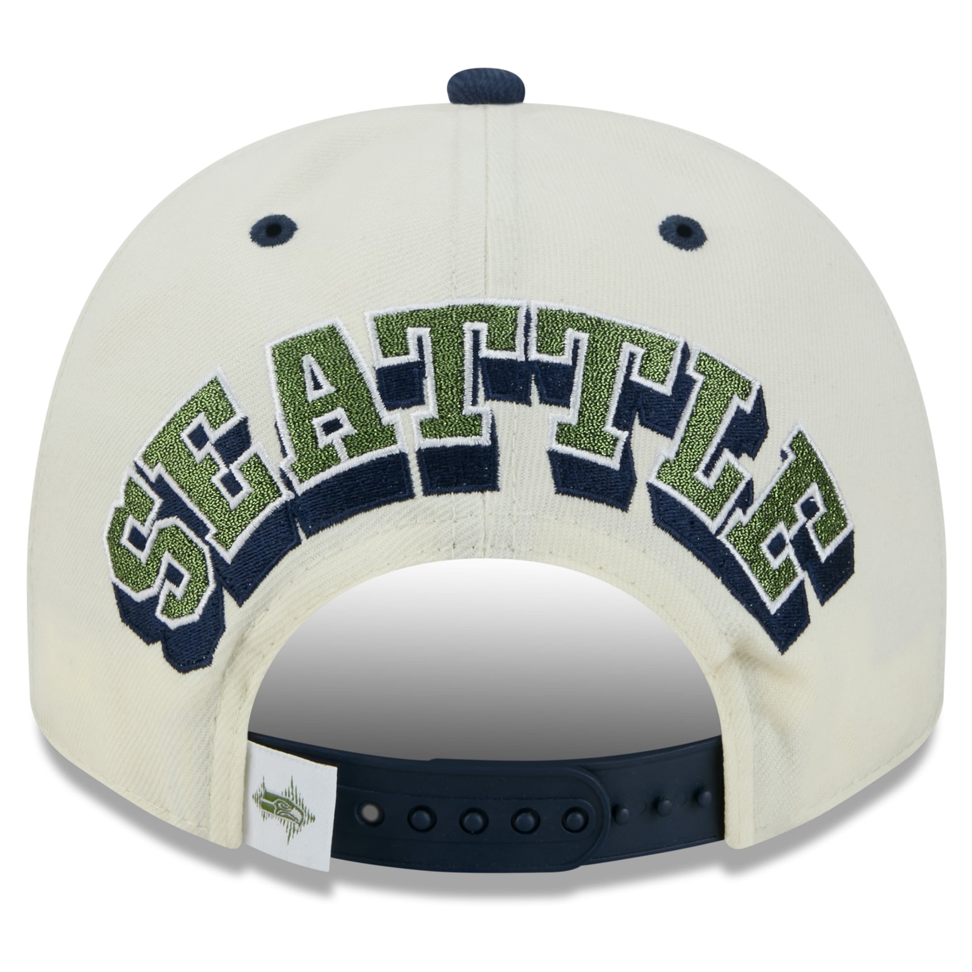 Men's New Era Cream Seattle Seahawks Rivalries Collection Fan Pack A-Frame 9FIFTY Snapback Hat