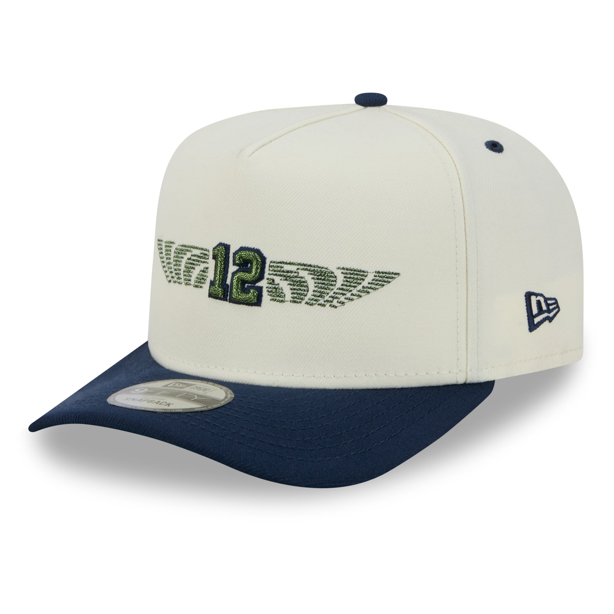 Men's New Era Cream Seattle Seahawks Rivalries Collection Fan Pack A-Frame 9FIFTY Snapback Hat