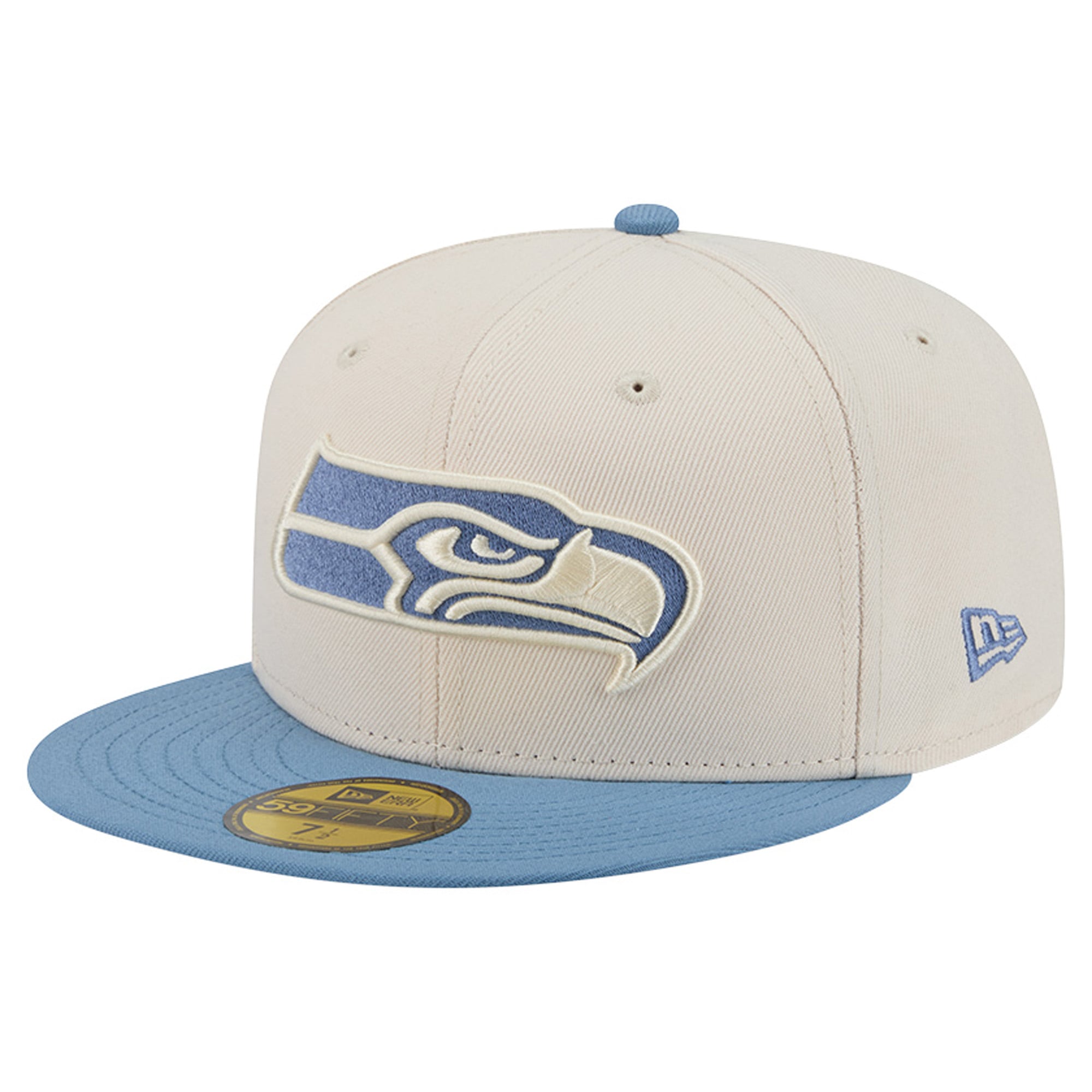 Casquette ajustée New Era 59FIFTY crème/bleu Seattle Seahawks pour homme