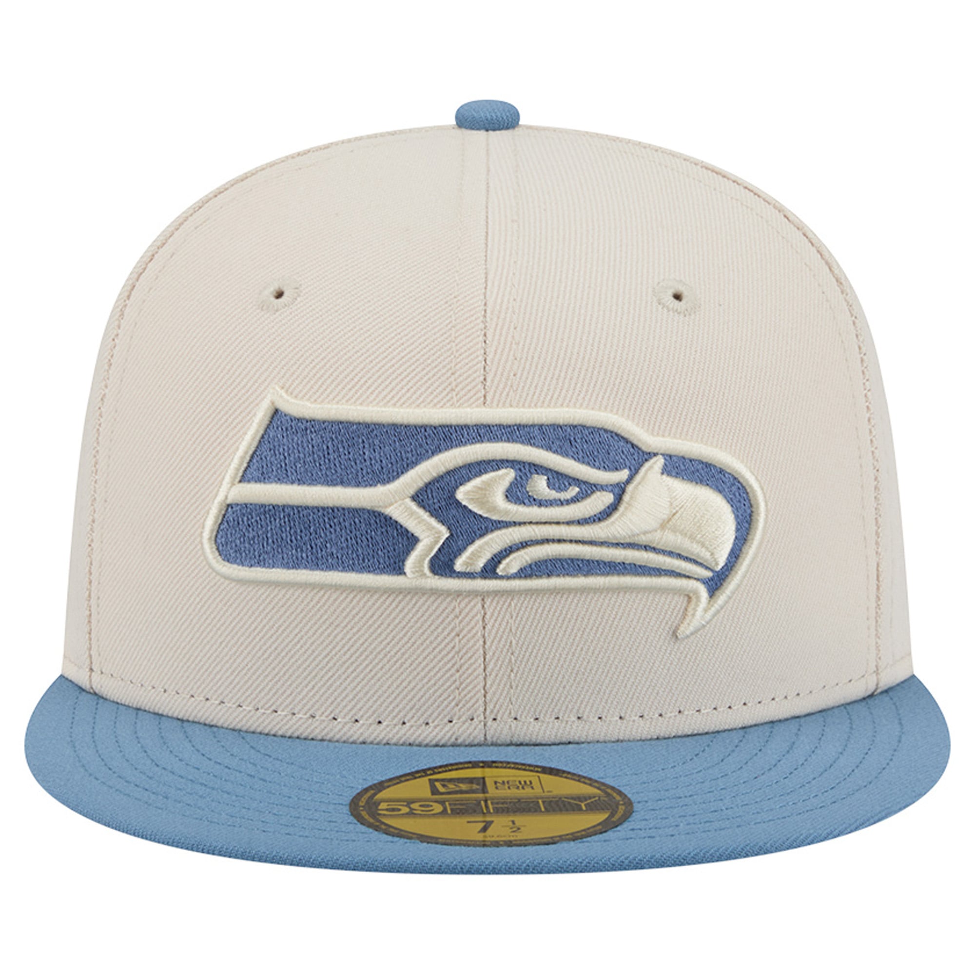 Casquette ajustée New Era 59FIFTY crème/bleu Seattle Seahawks pour homme