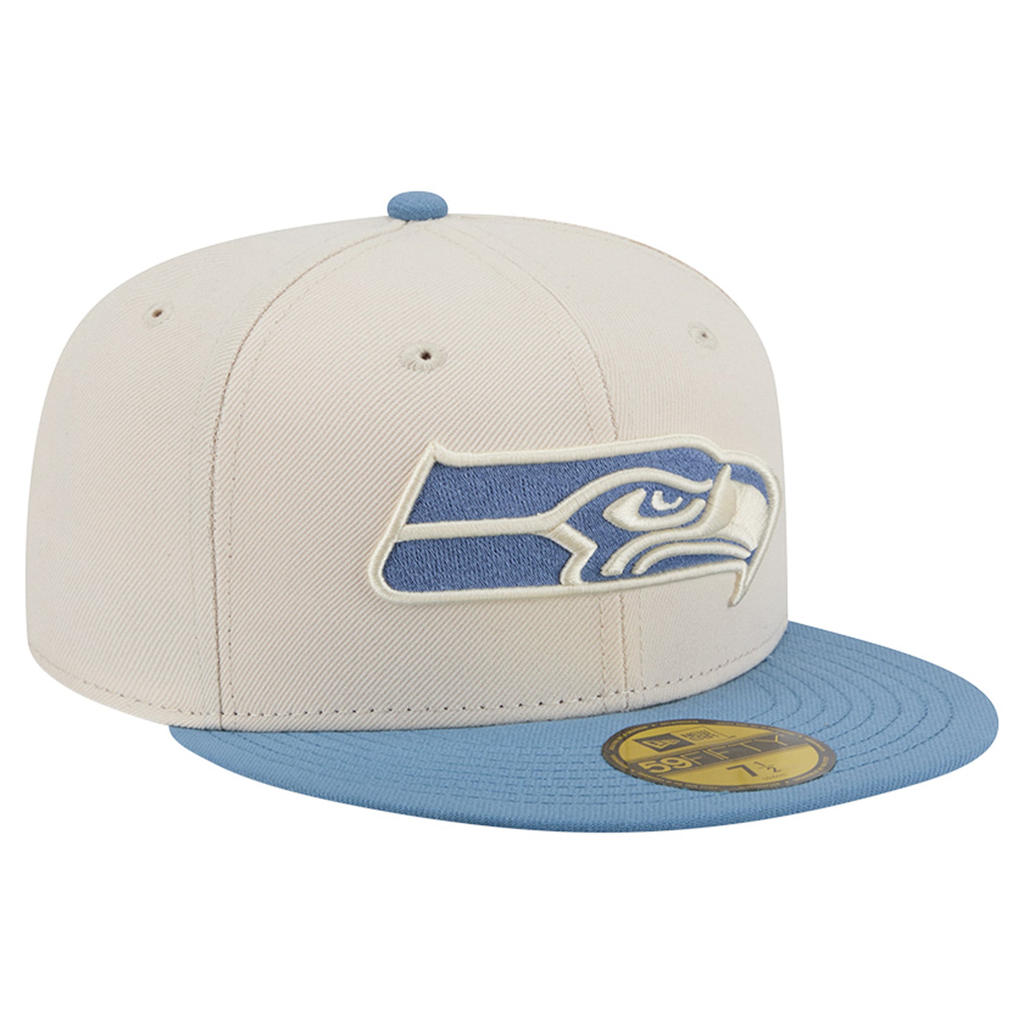 Casquette ajustée New Era 59FIFTY crème/bleu Seattle Seahawks pour homme