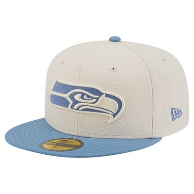 Seattle Seahawks New Era Color Pack 59FIFTY Fitted Hat - Cream/Blue