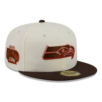 Seattle Seahawks New Era Pumpkin Spice 59FIFTY Fitted Hat - Cream/Brown