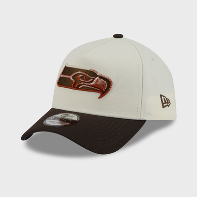 Seattle Seahawks New Era Pumpkin Spice A-Frame 9FORTY Adjustable Hat - Cream/Brown