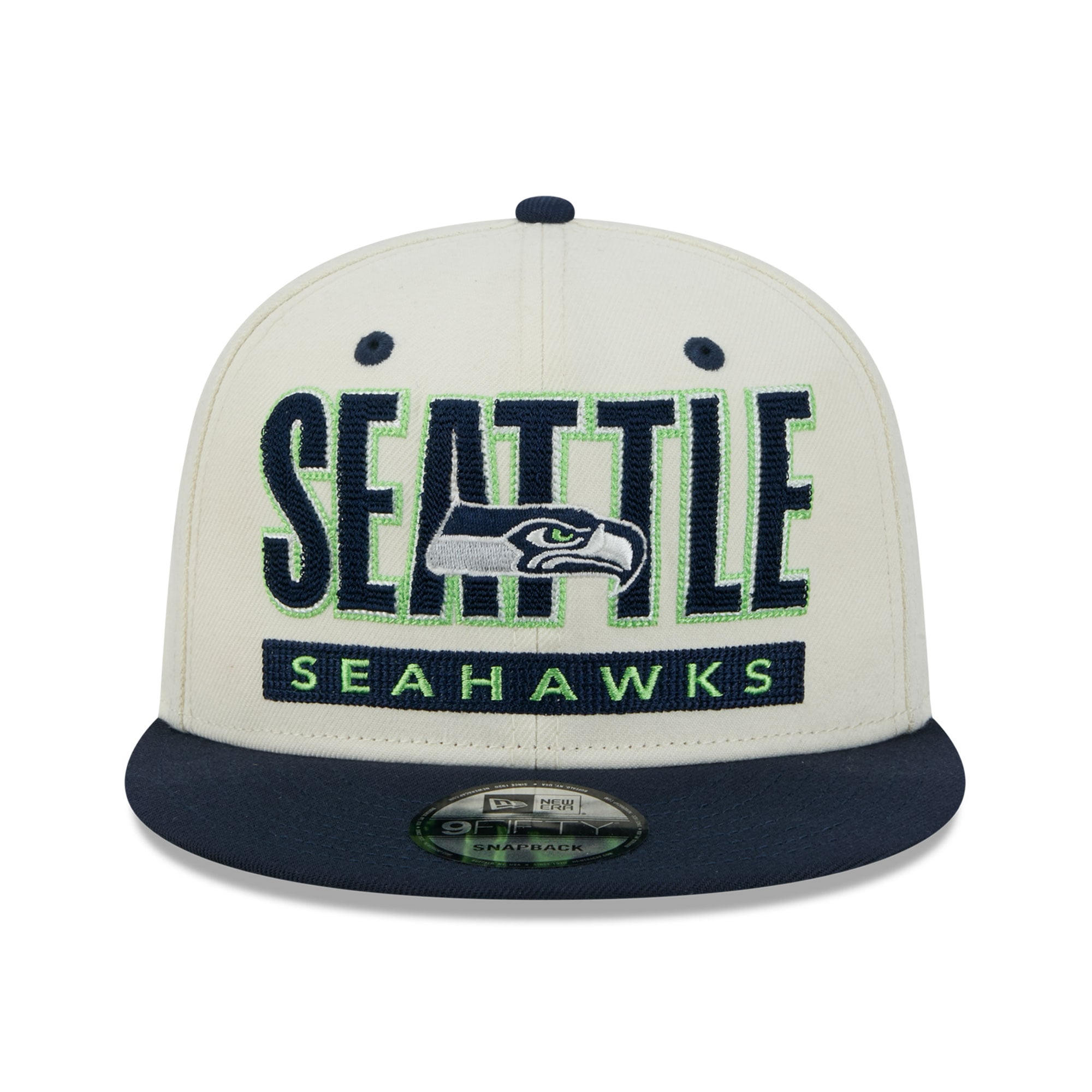Casquette snapback classique 9FIFTY New Era crème/bleu marine Seattle Seahawks pour homme