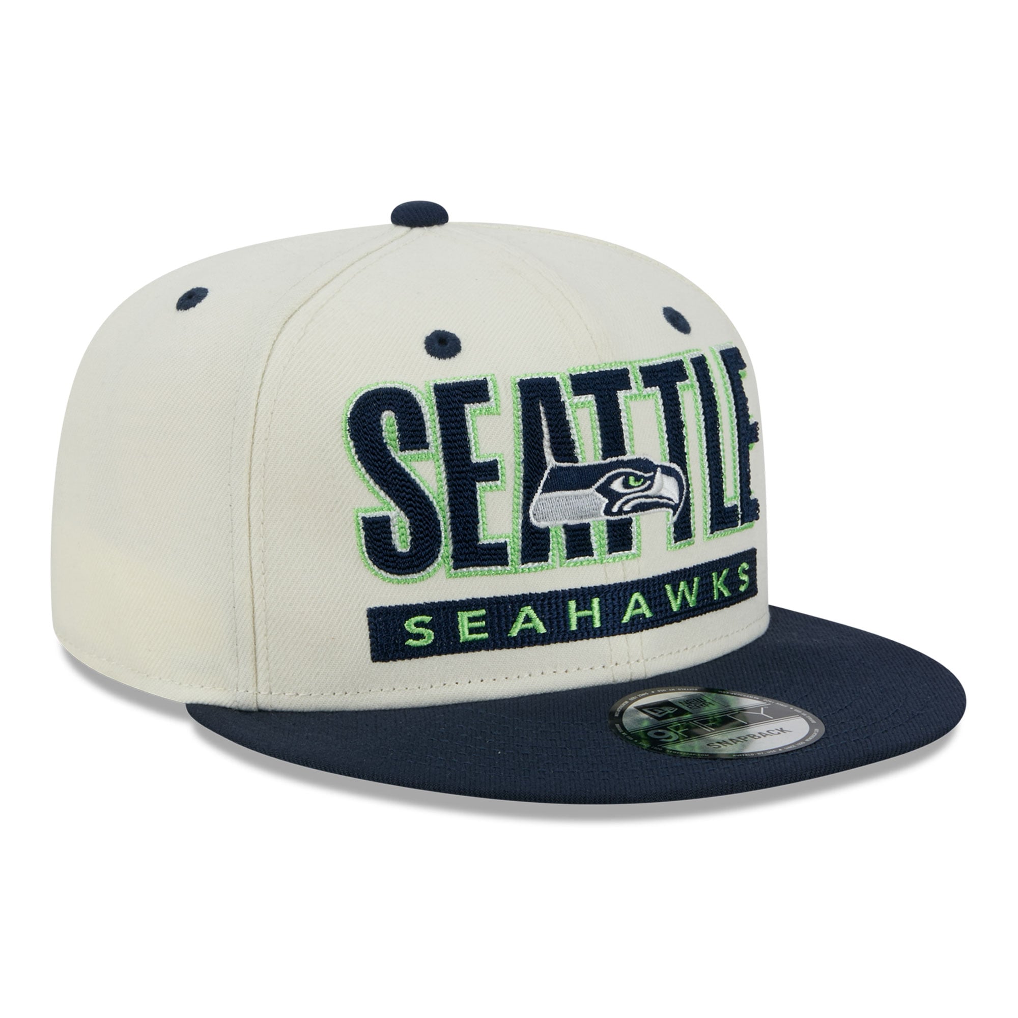 Casquette snapback classique 9FIFTY New Era crème/bleu marine Seattle Seahawks pour homme