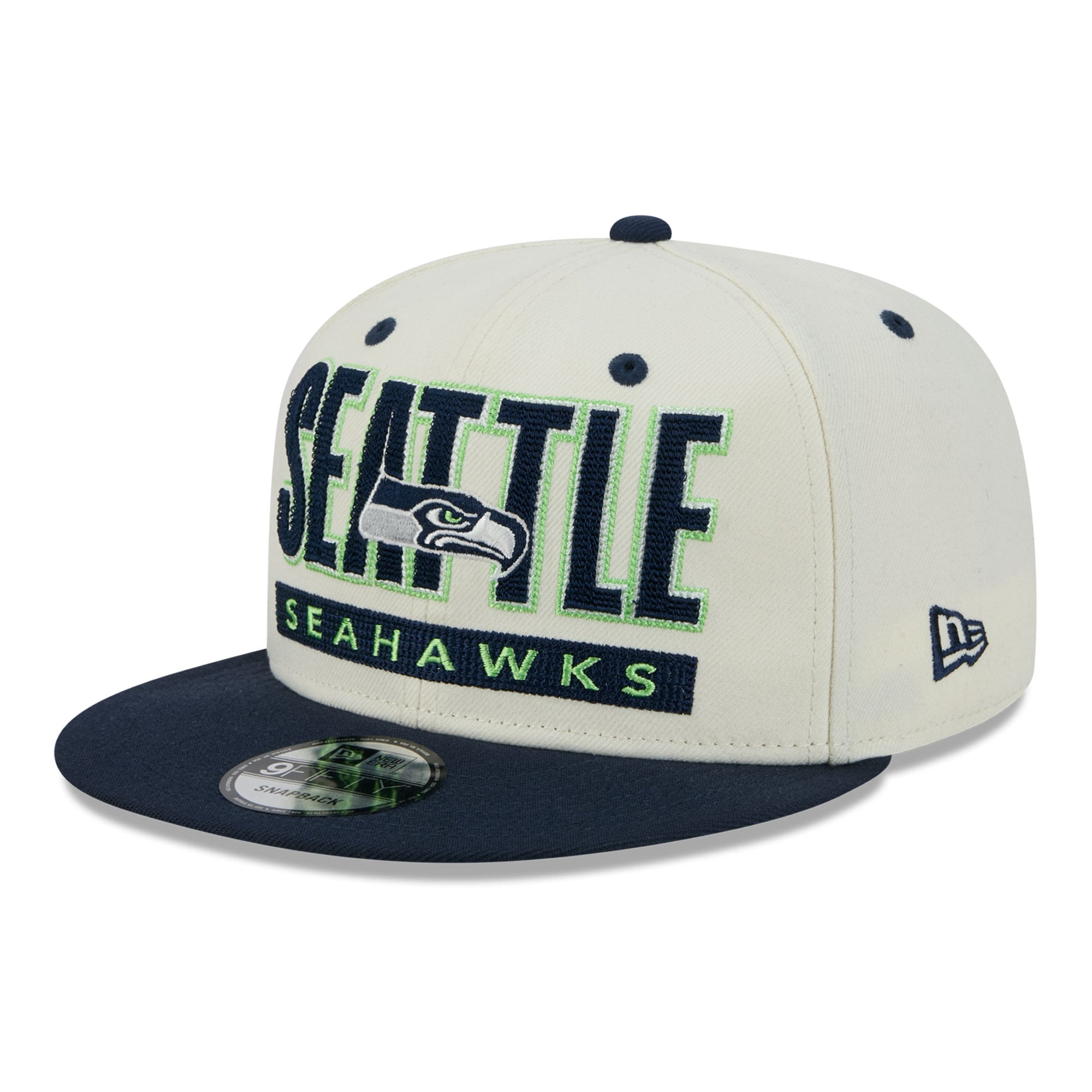 Casquette snapback classique 9FIFTY New Era crème/bleu marine Seattle Seahawks pour homme