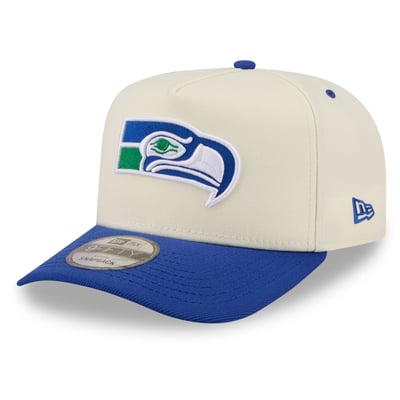Seattle Seahawks New Era Rear Wordmark A-Frame 9FIFTY Snapback Hat - Cream/Royal
