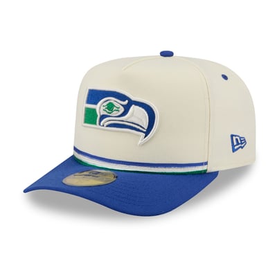 Seattle Seahawks New Era Throwback A-Frame 59FIFTY Fitted Hat - Cream/Royal