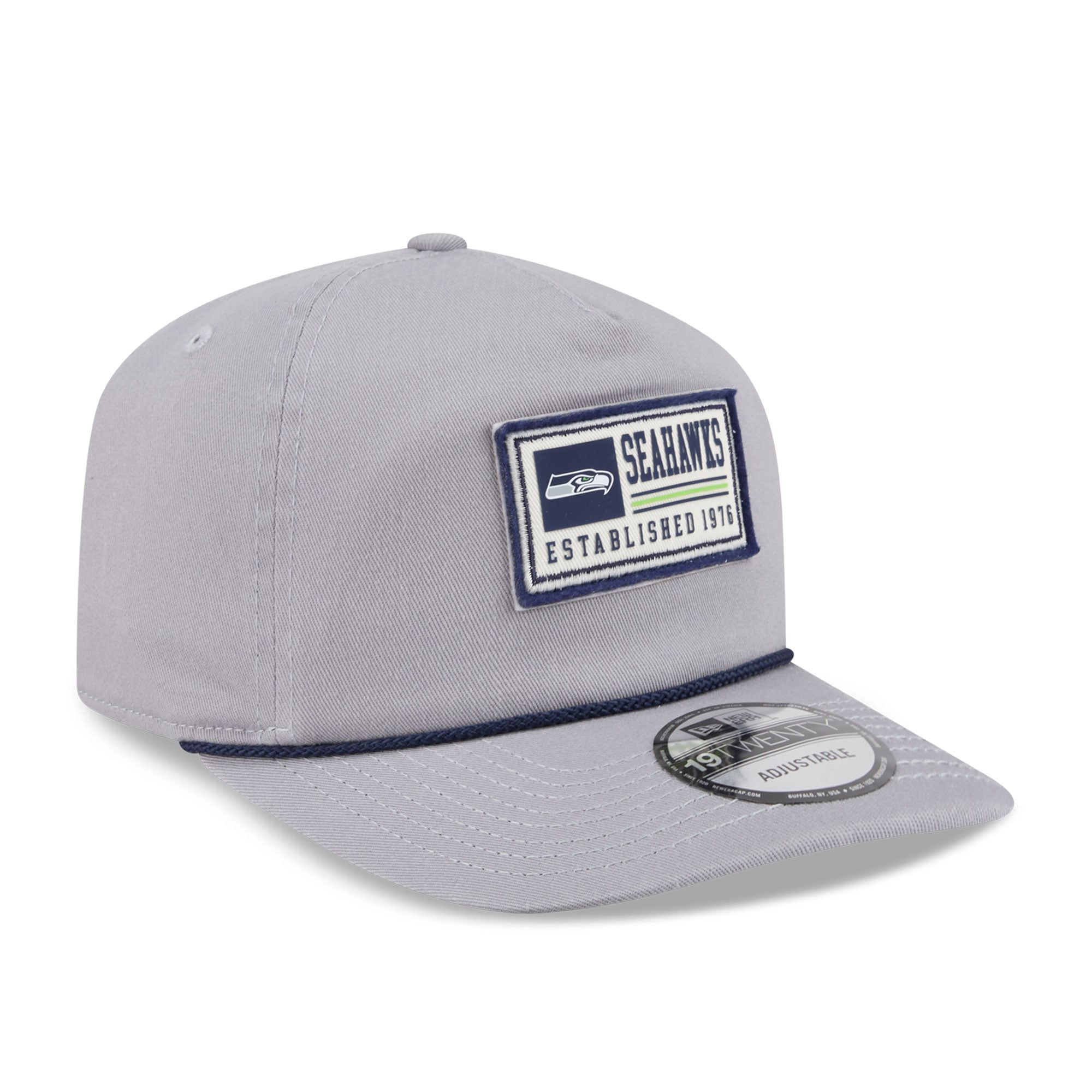 Casquette ajustable New Era grise Seattle Seahawks Patch 19TWENTY pour homme